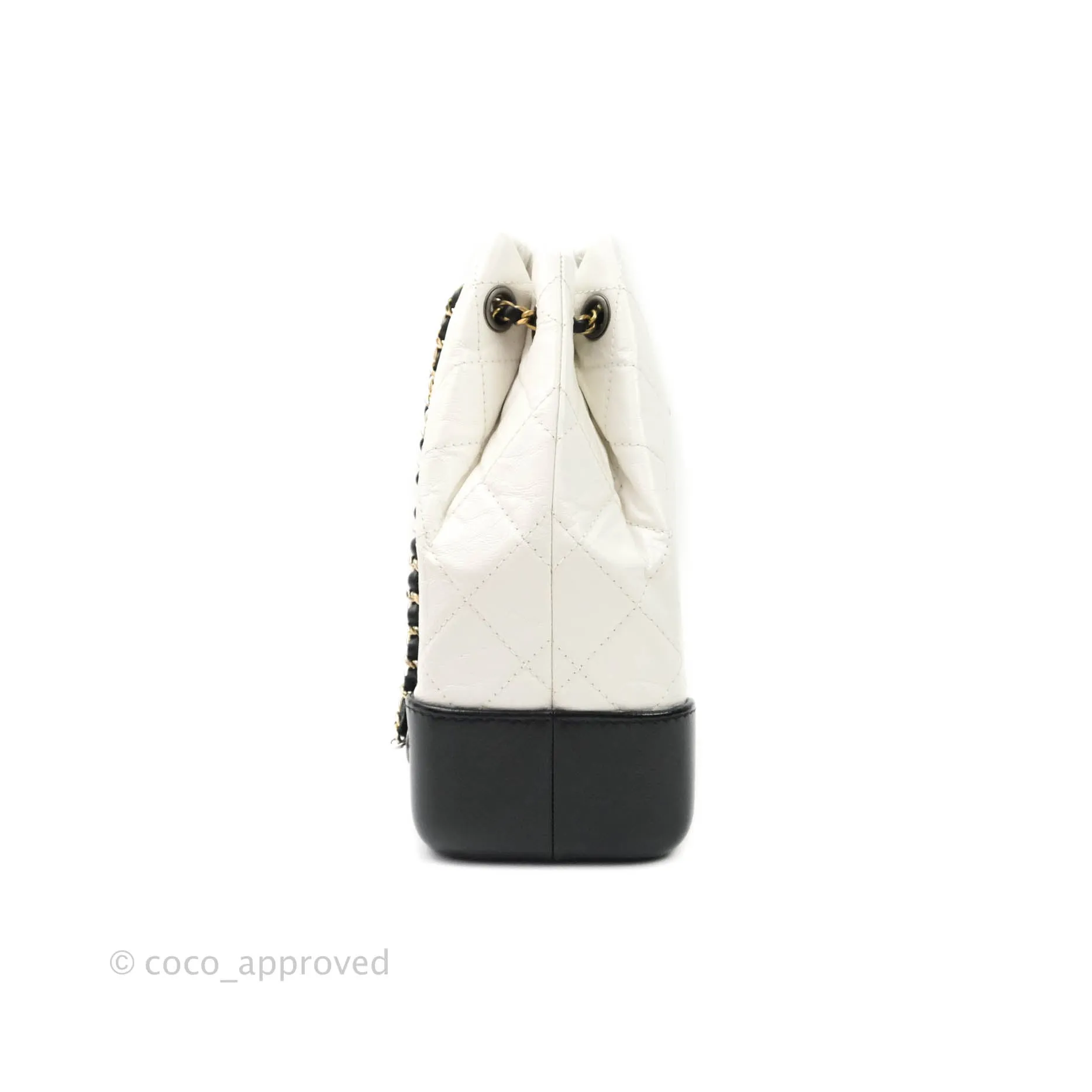 Chanel Small Gabrielle Backpack White Black Aged Calfskin