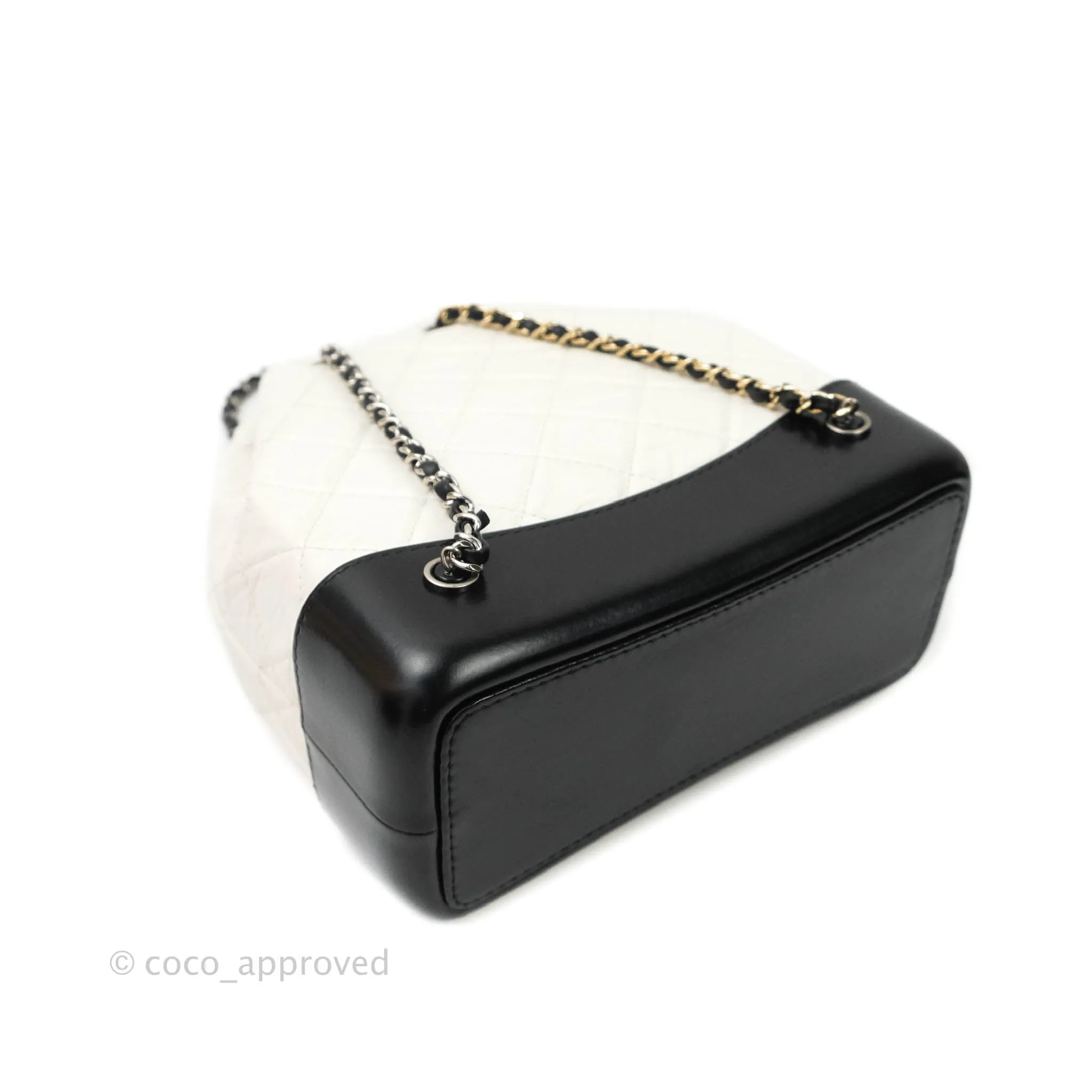 Chanel Small Gabrielle Backpack White Black Aged Calfskin