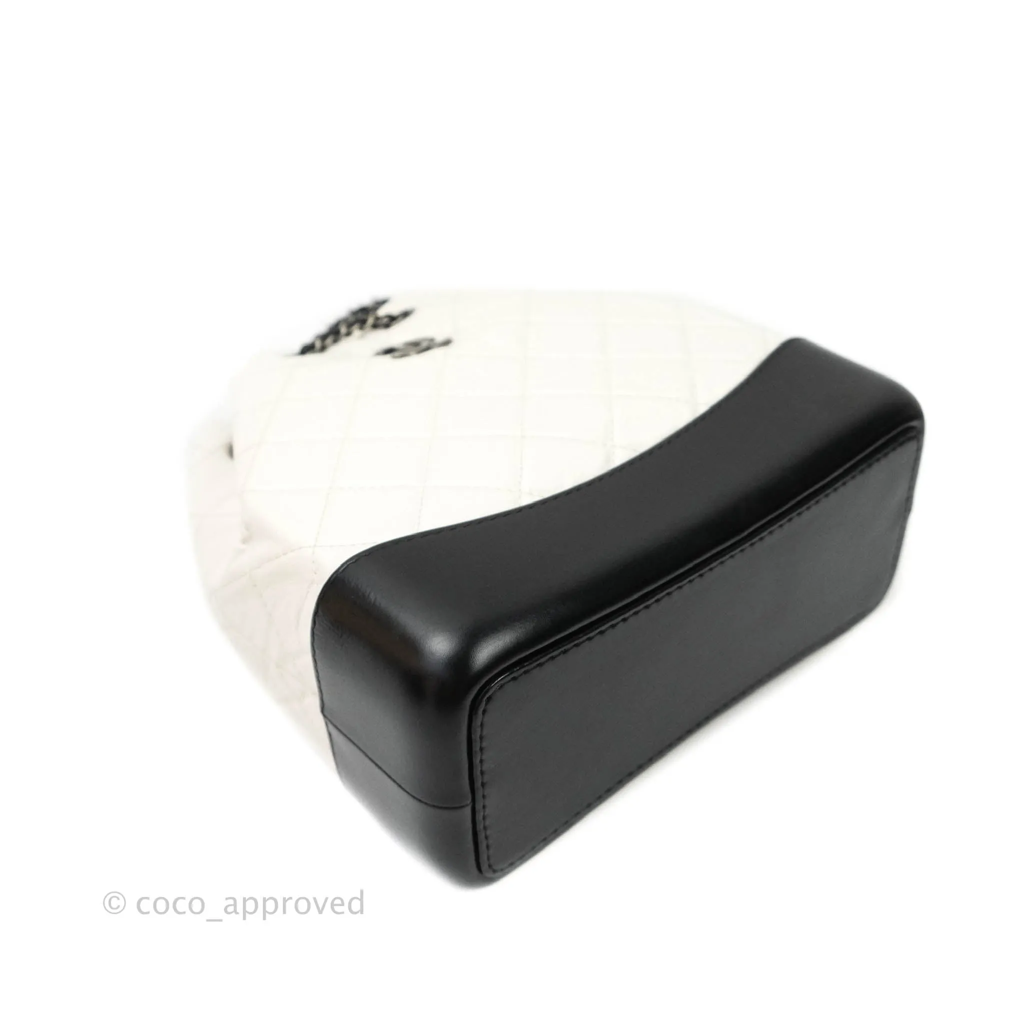 Chanel Small Gabrielle Backpack White Black Aged Calfskin
