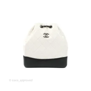 Chanel Small Gabrielle Backpack White Black Aged Calfskin