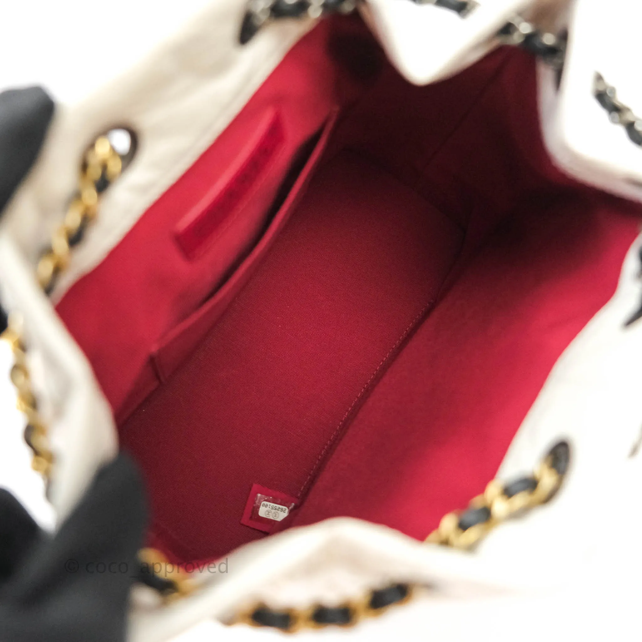Chanel Small Gabrielle Backpack White Black Aged Calfskin