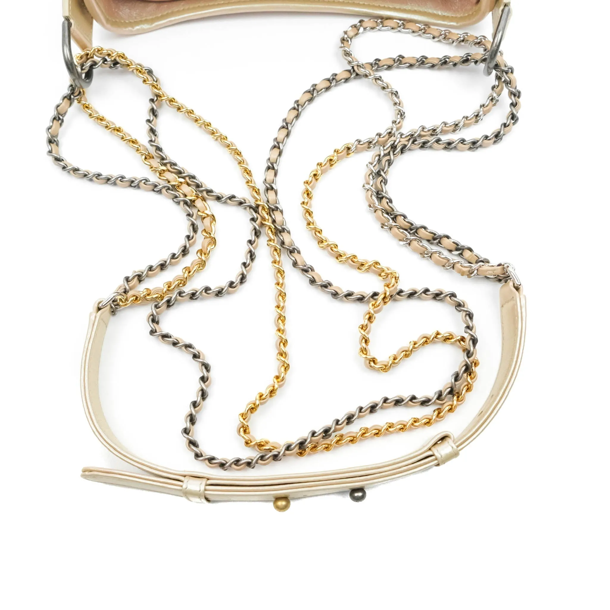 Chanel Small Gabrielle Hobo Iridescent Pink Aged Calfskin Mixed Hardware