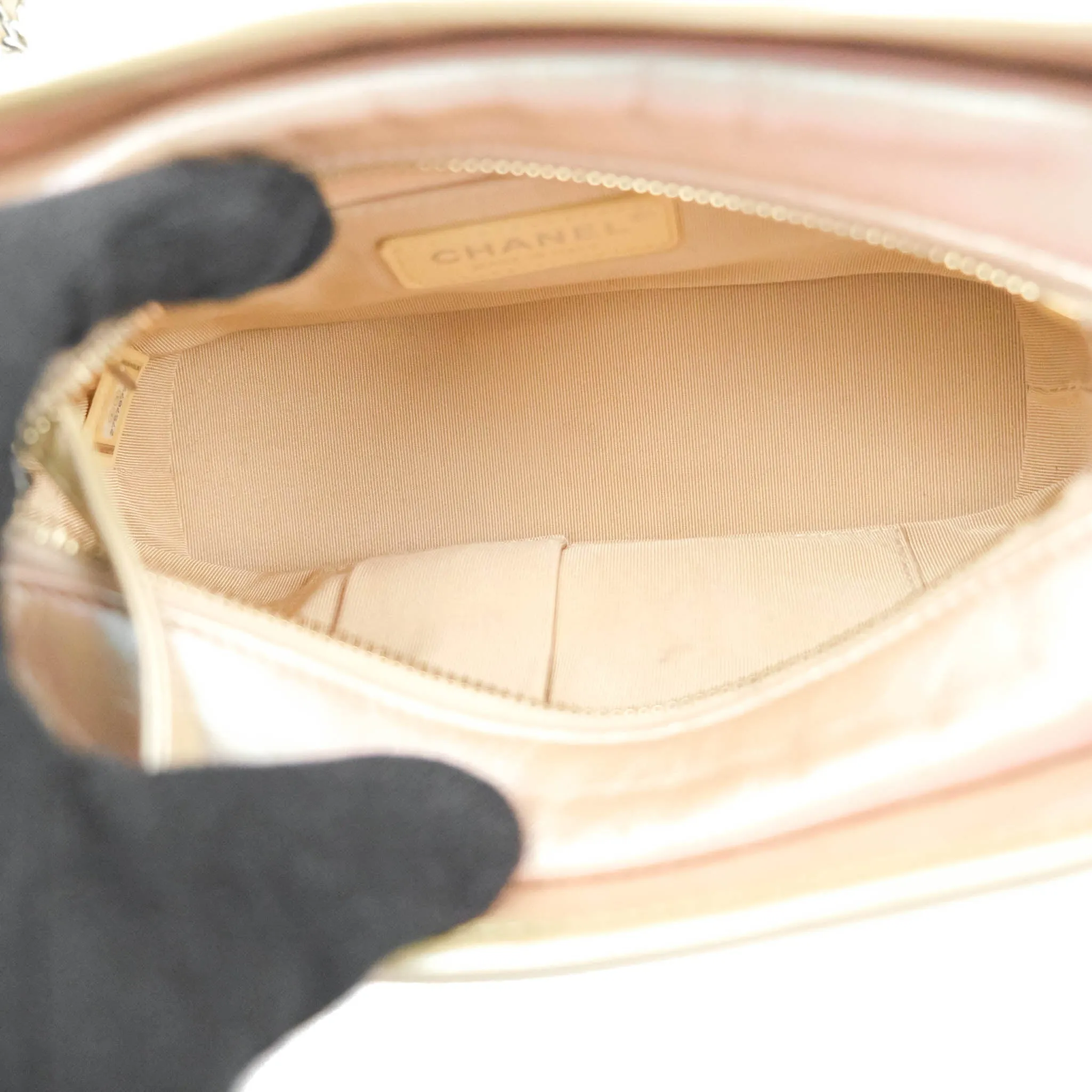 Chanel Small Gabrielle Hobo Iridescent Pink Aged Calfskin Mixed Hardware