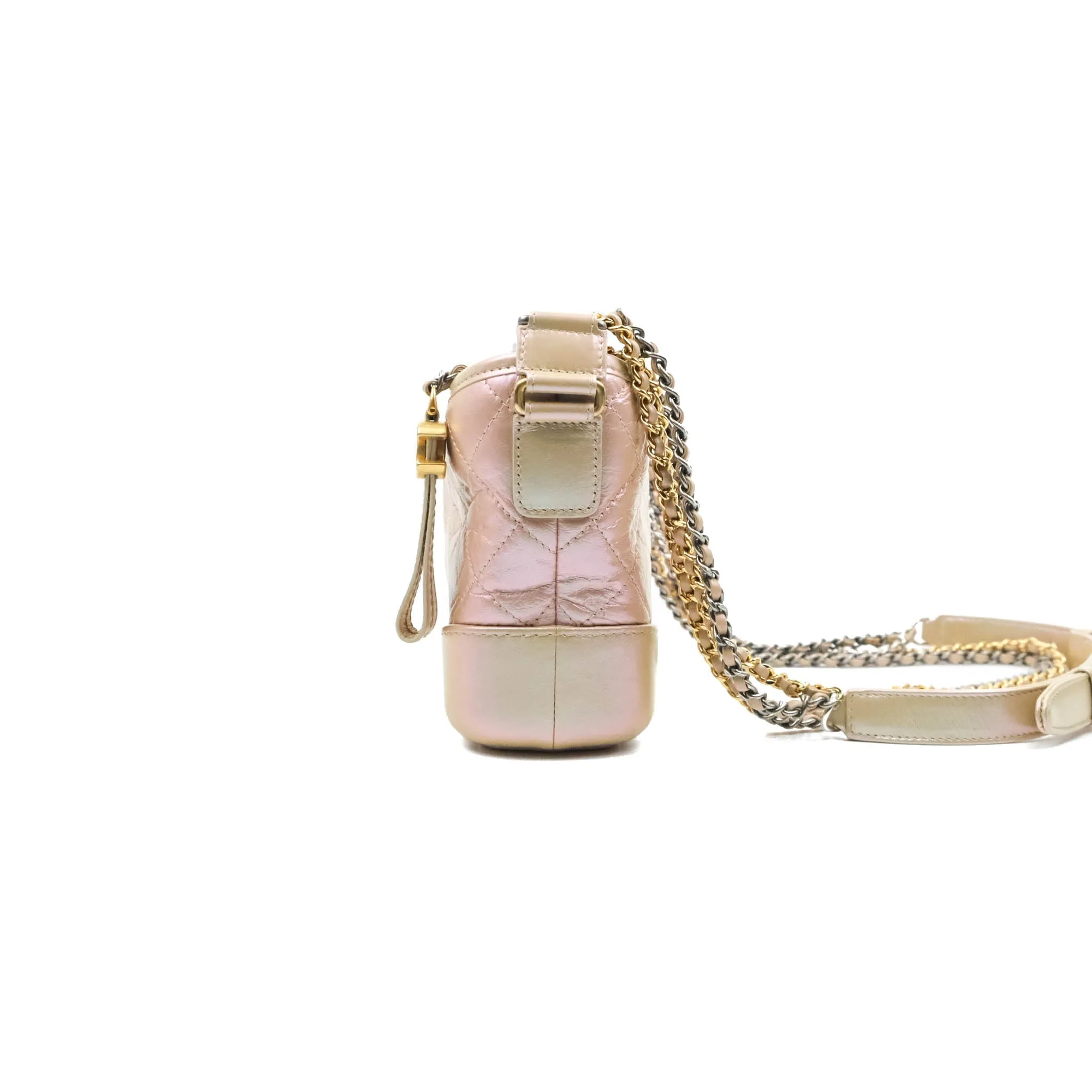 Chanel Small Gabrielle Hobo Iridescent Pink Aged Calfskin Mixed Hardware