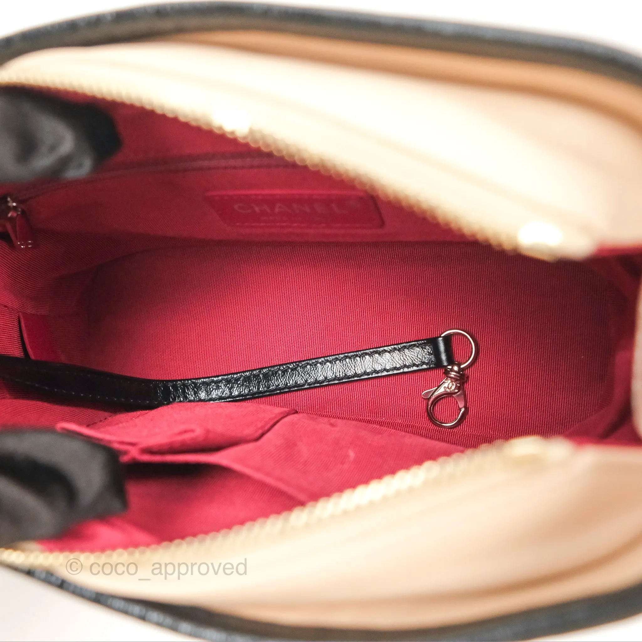 Chanel Small Gabrielle Hobo Quilted Beige Black Aged Calfskin