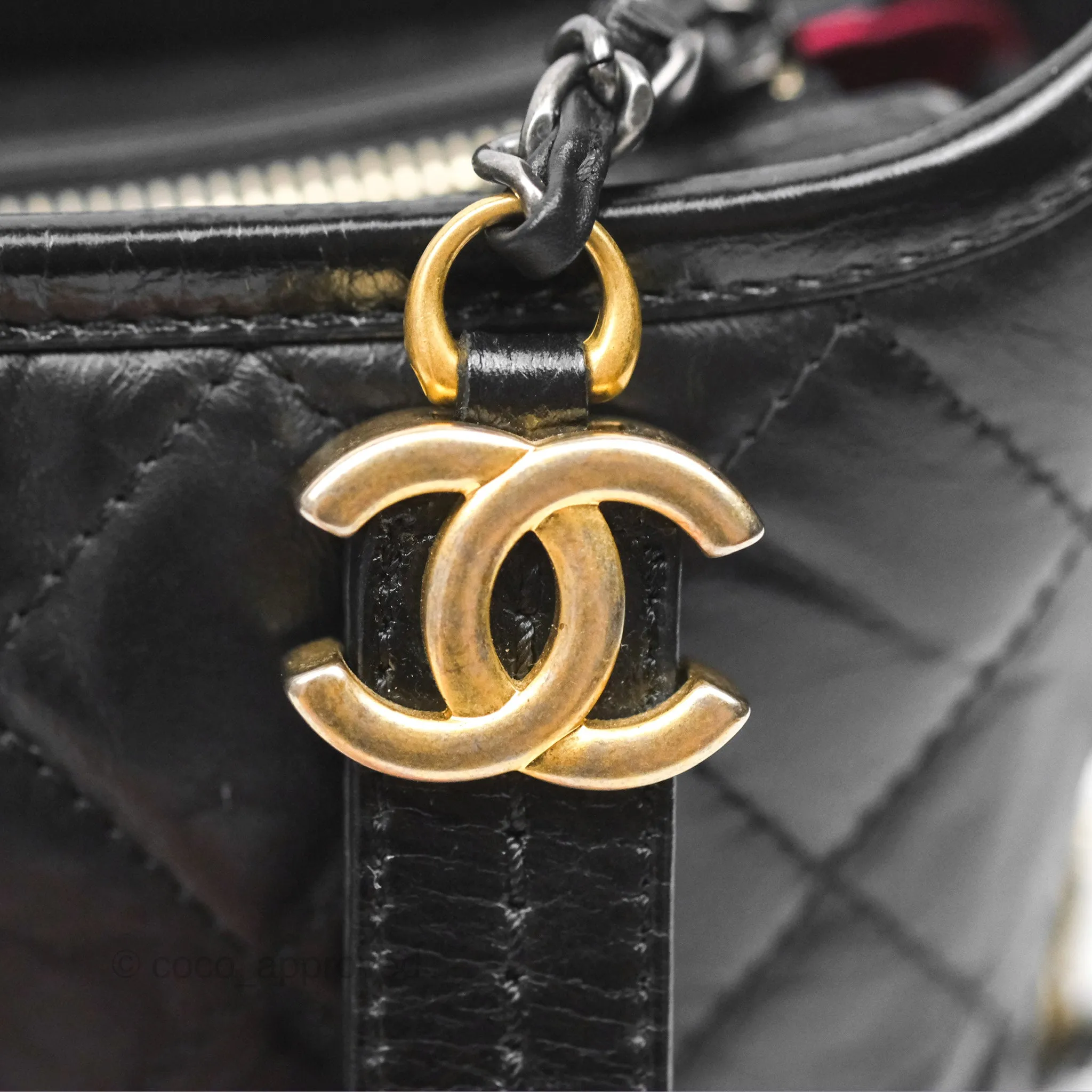 Chanel Small Gabrielle Hobo Quilted Black Aged Calfskin