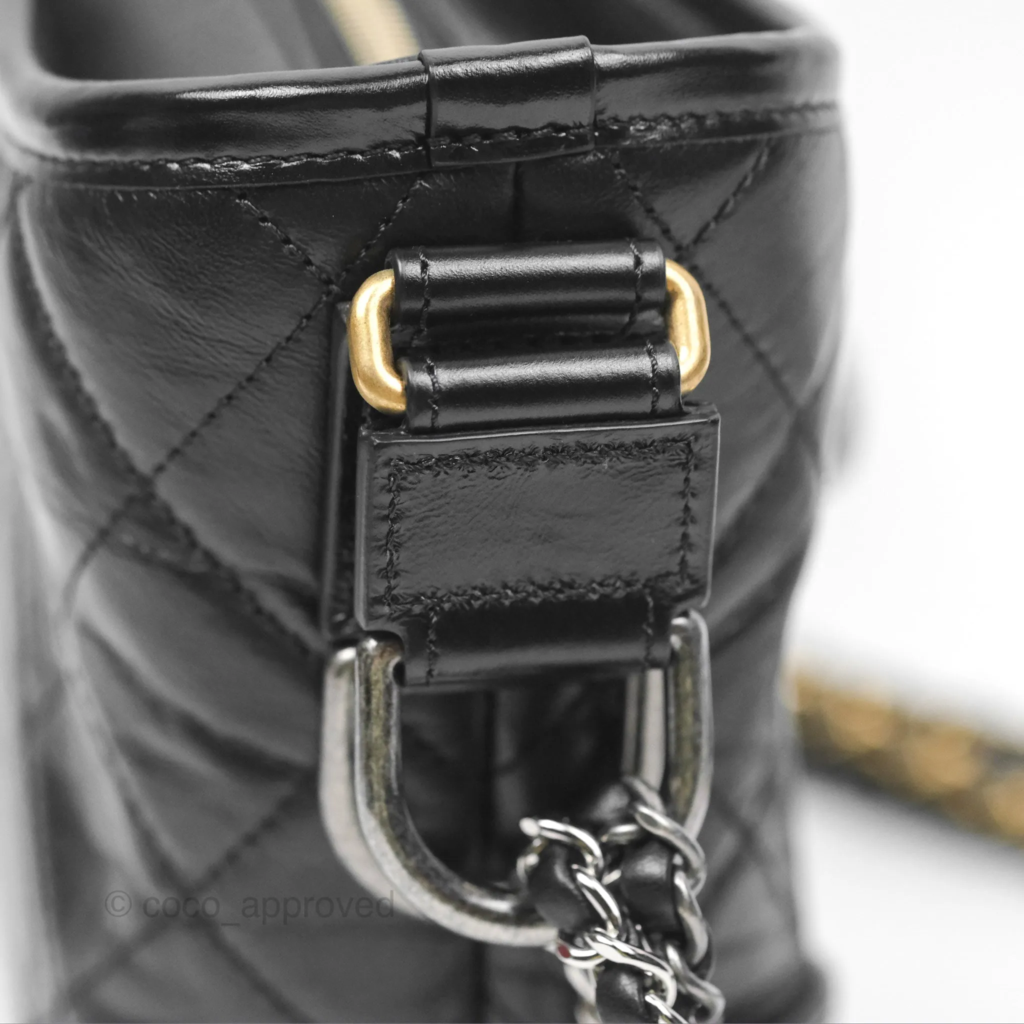 Chanel Small Gabrielle Hobo Quilted Black Aged Calfskin
