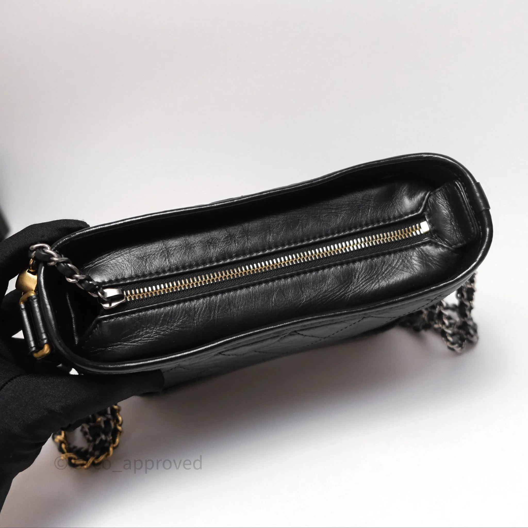 Chanel Small Gabrielle Hobo Quilted Black Aged Calfskin