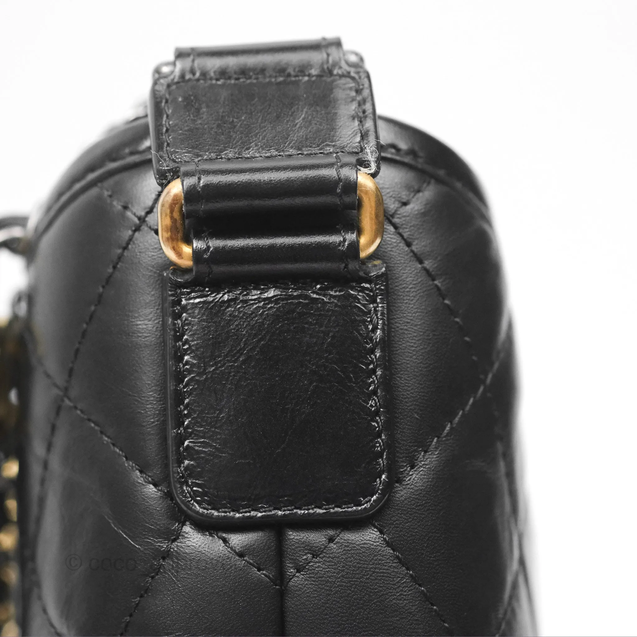 Chanel Small Gabrielle Hobo Quilted Black Aged Calfskin