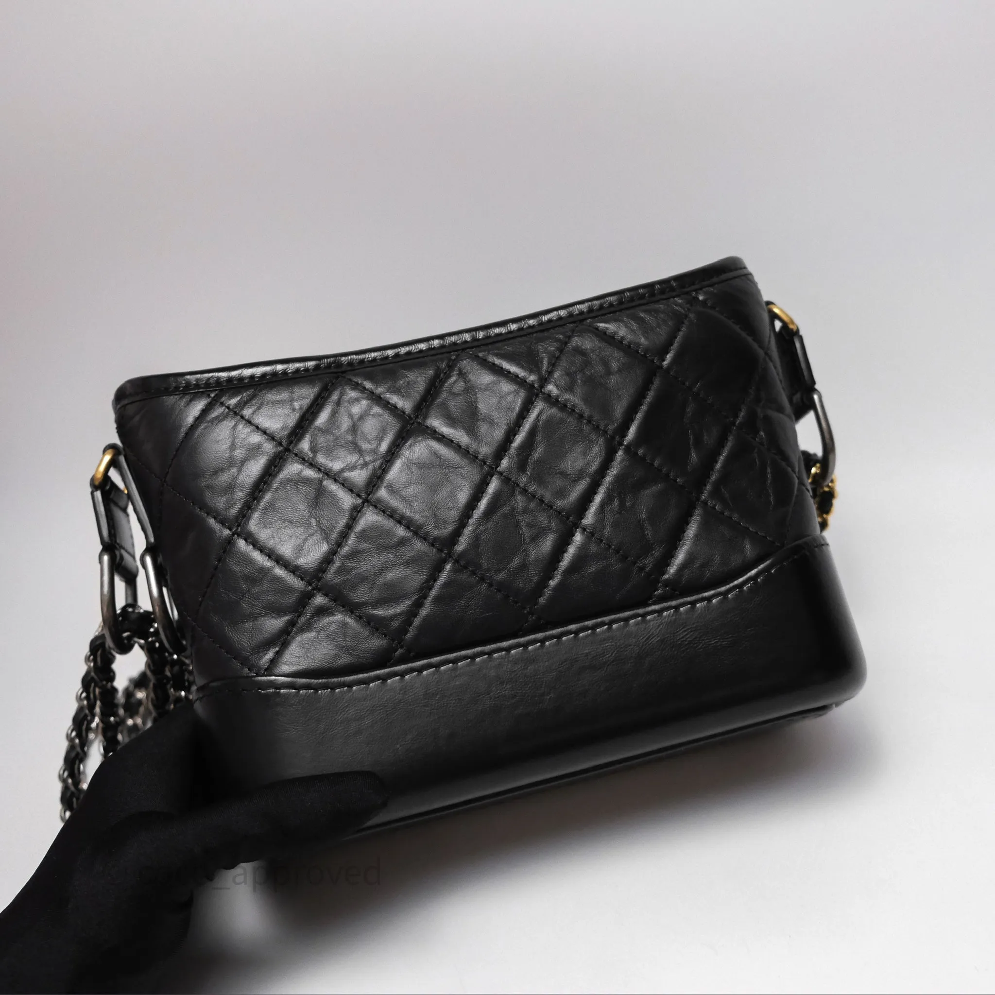 Chanel Small Gabrielle Hobo Quilted Black Aged Calfskin