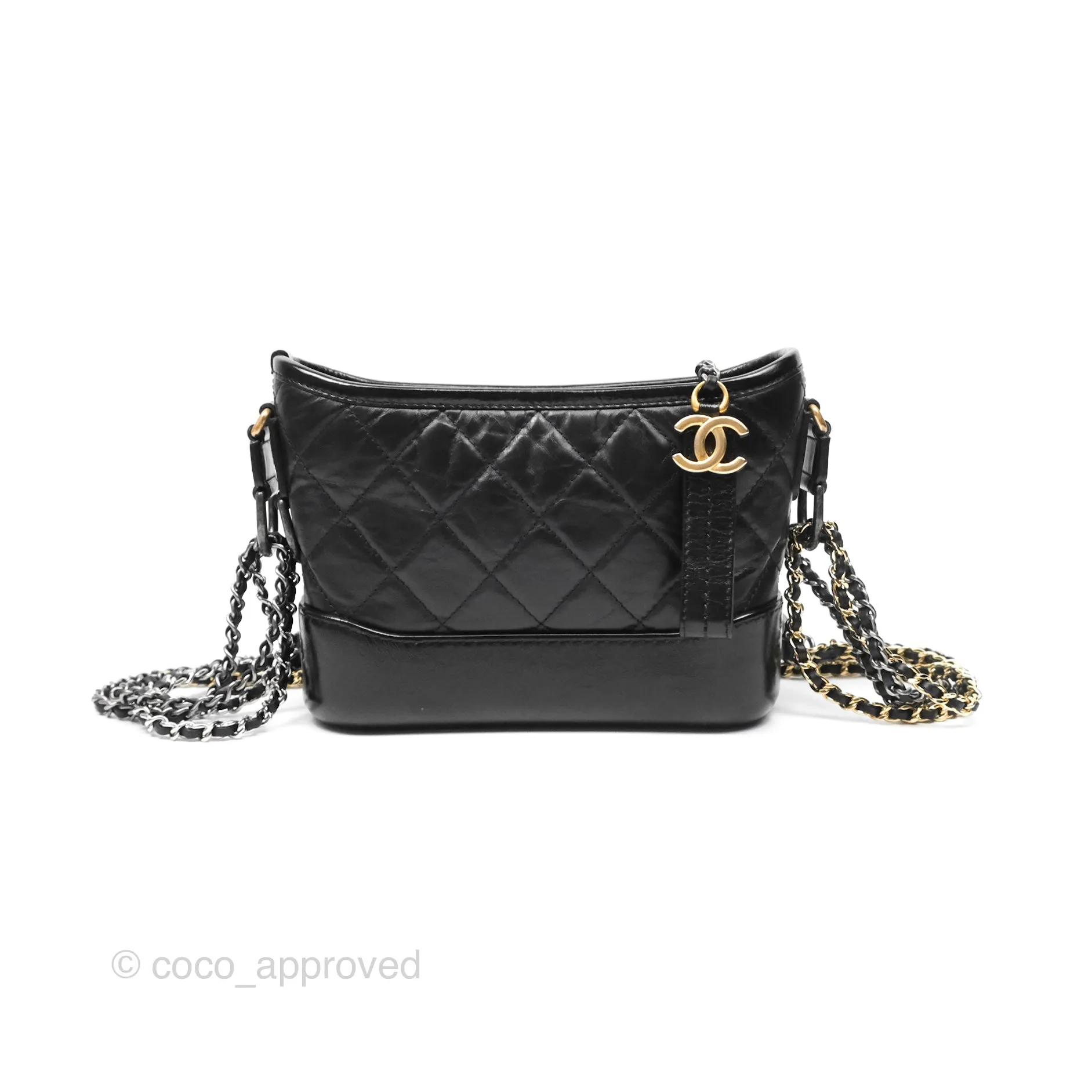 Chanel Small Gabrielle Hobo Quilted Black Aged Calfskin