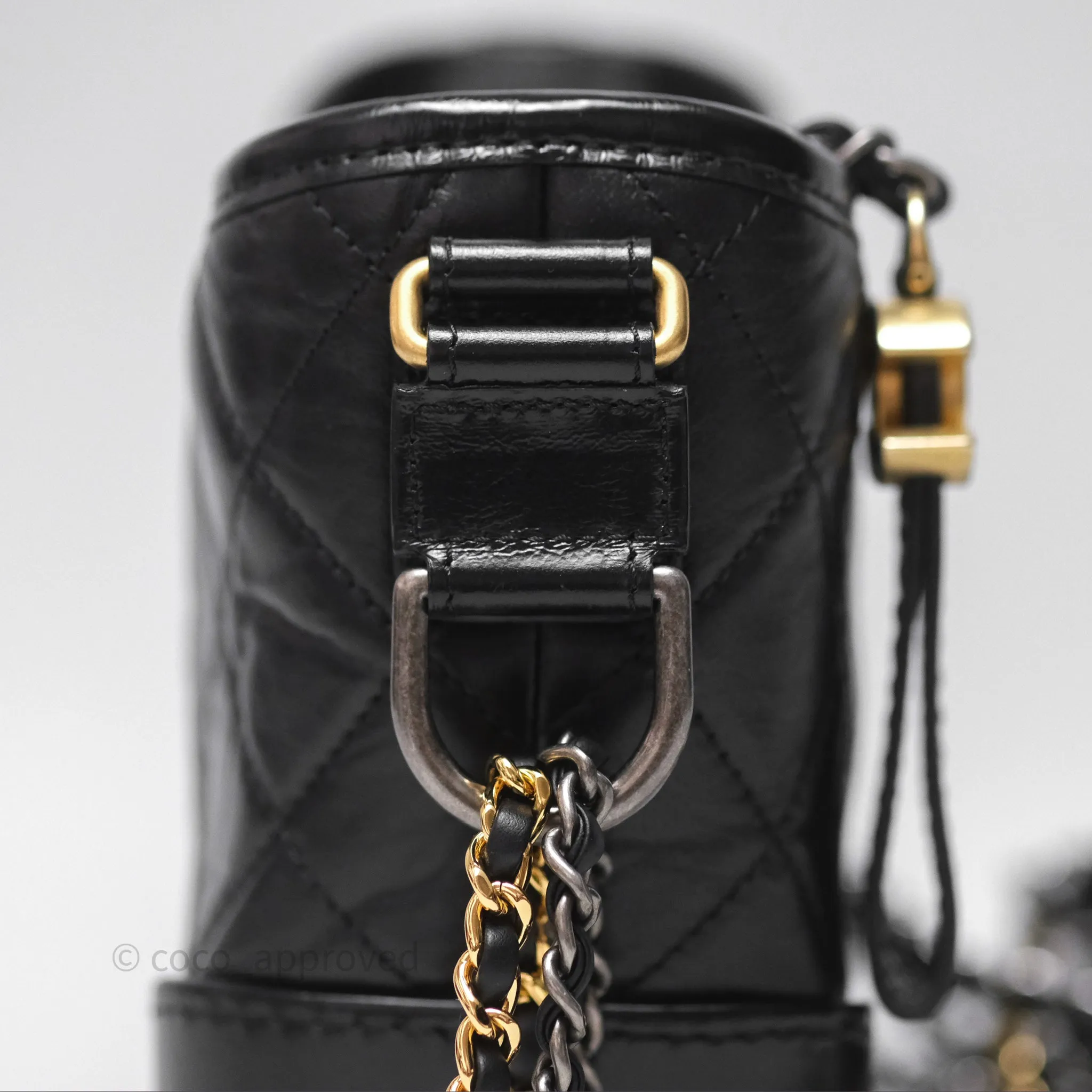 Chanel Small Gabrielle Hobo Quilted Black Aged Calfskin