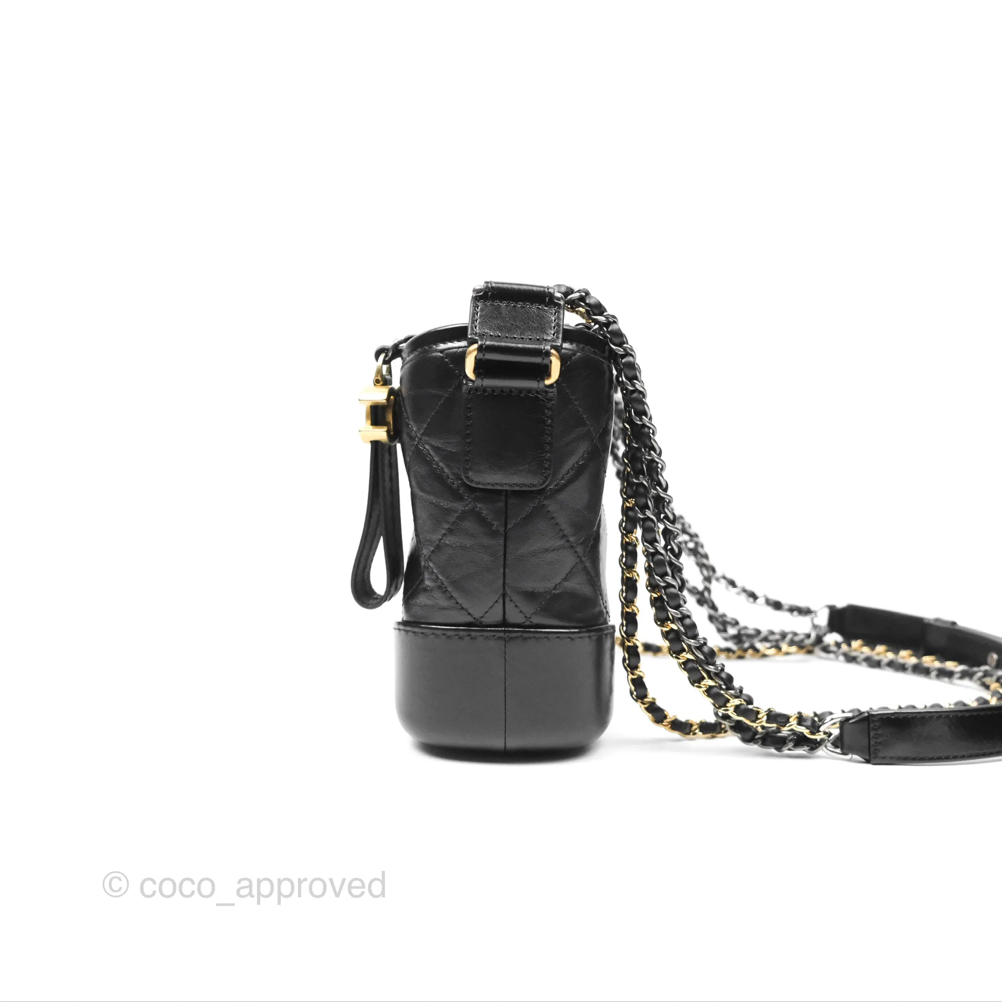 Chanel Small Gabrielle Hobo Quilted Black Aged Calfskin