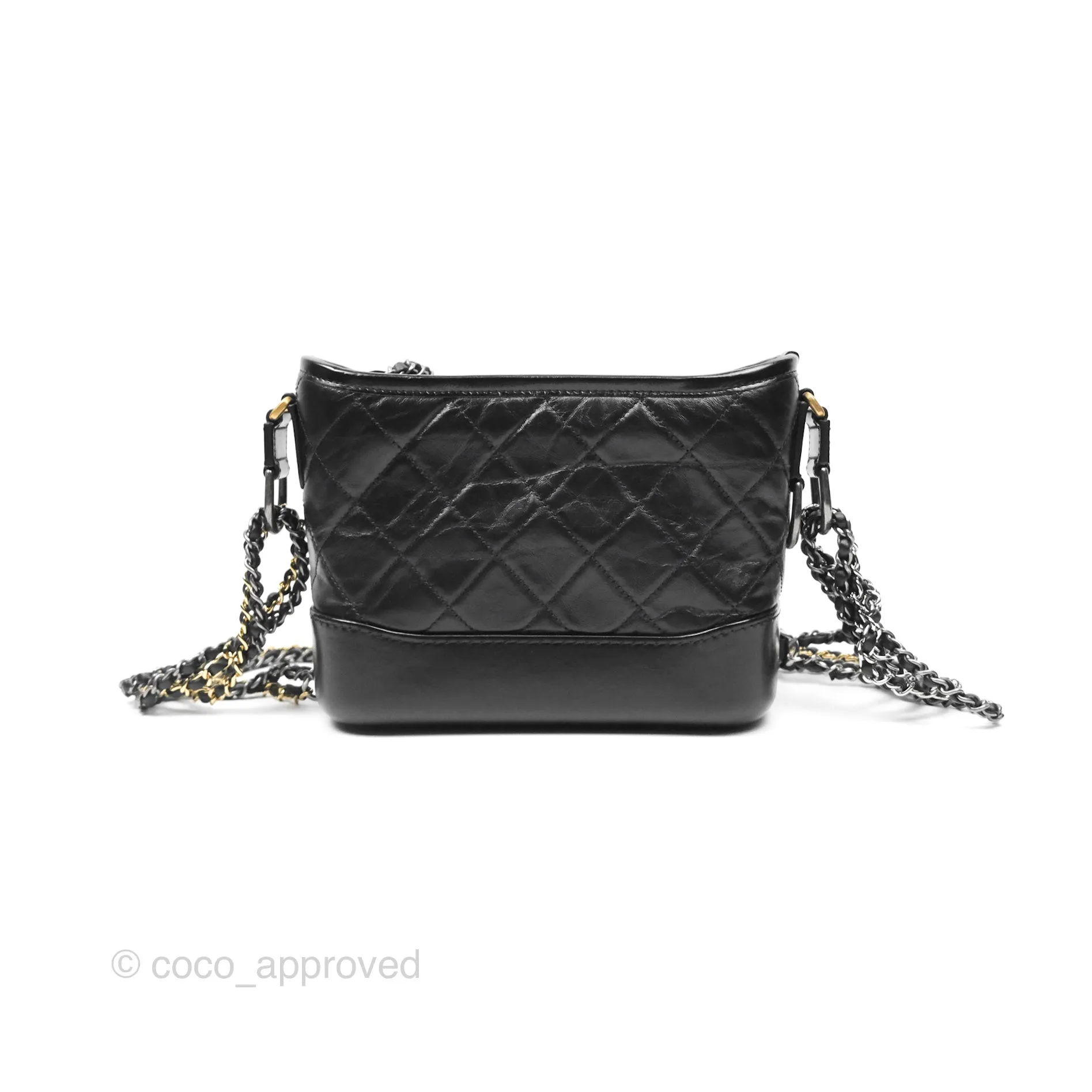 Chanel Small Gabrielle Hobo Quilted Black Aged Calfskin