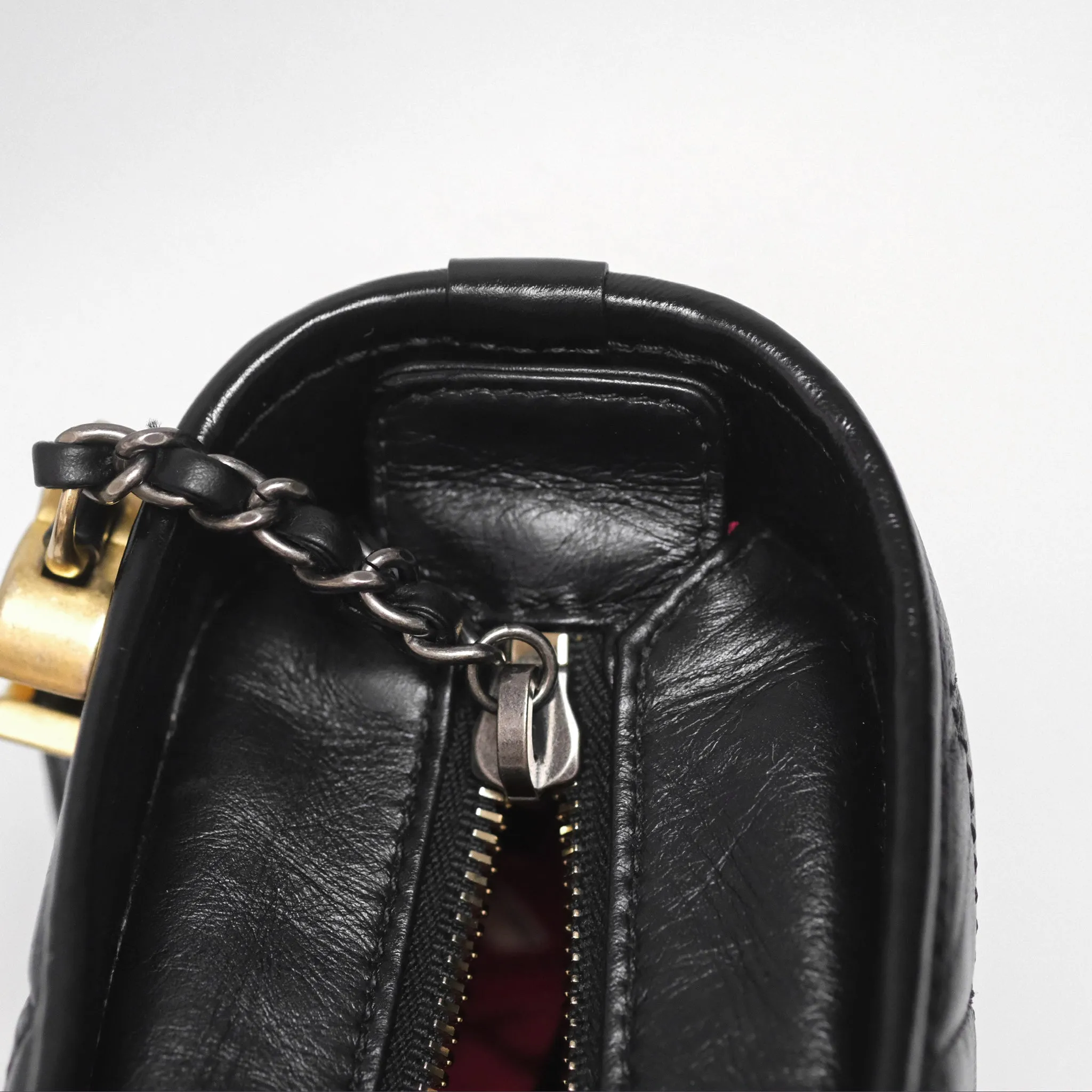 Chanel Small Gabrielle Hobo Quilted Black Aged Calfskin
