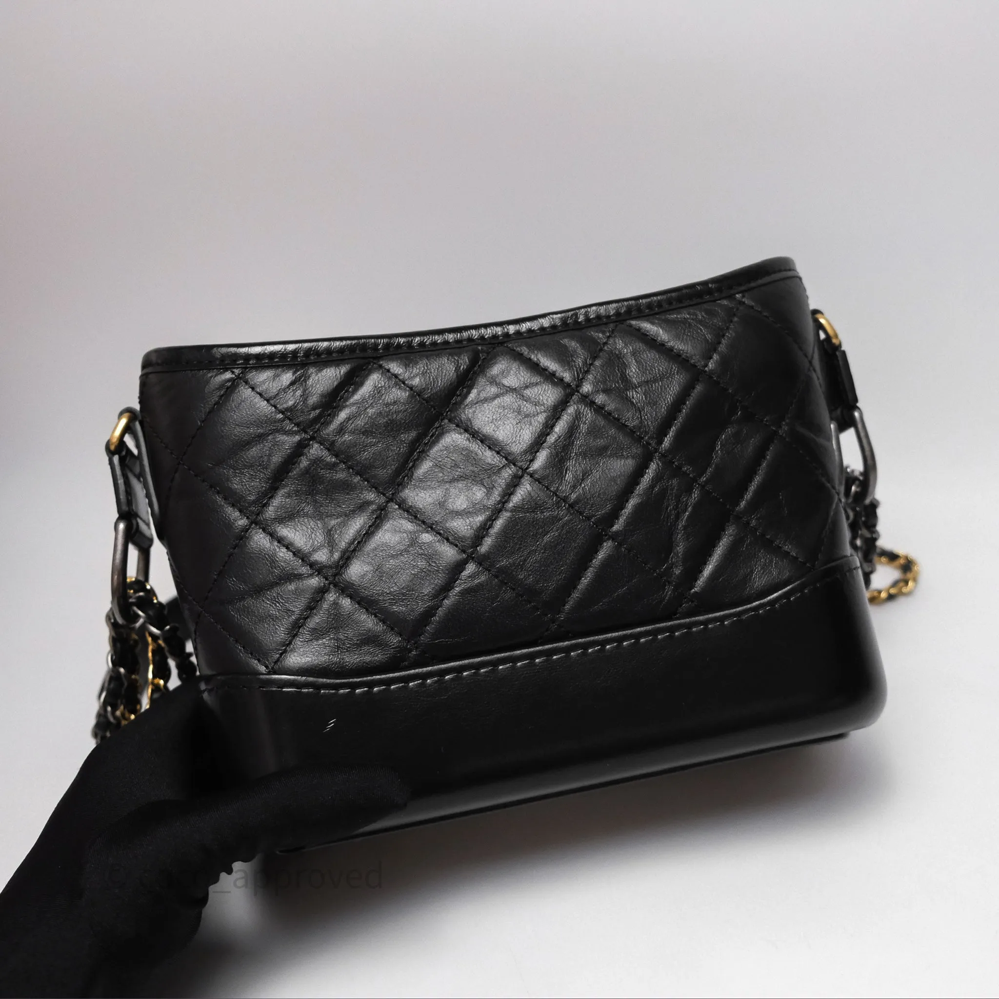 Chanel Small Gabrielle Hobo Quilted Black Aged Calfskin