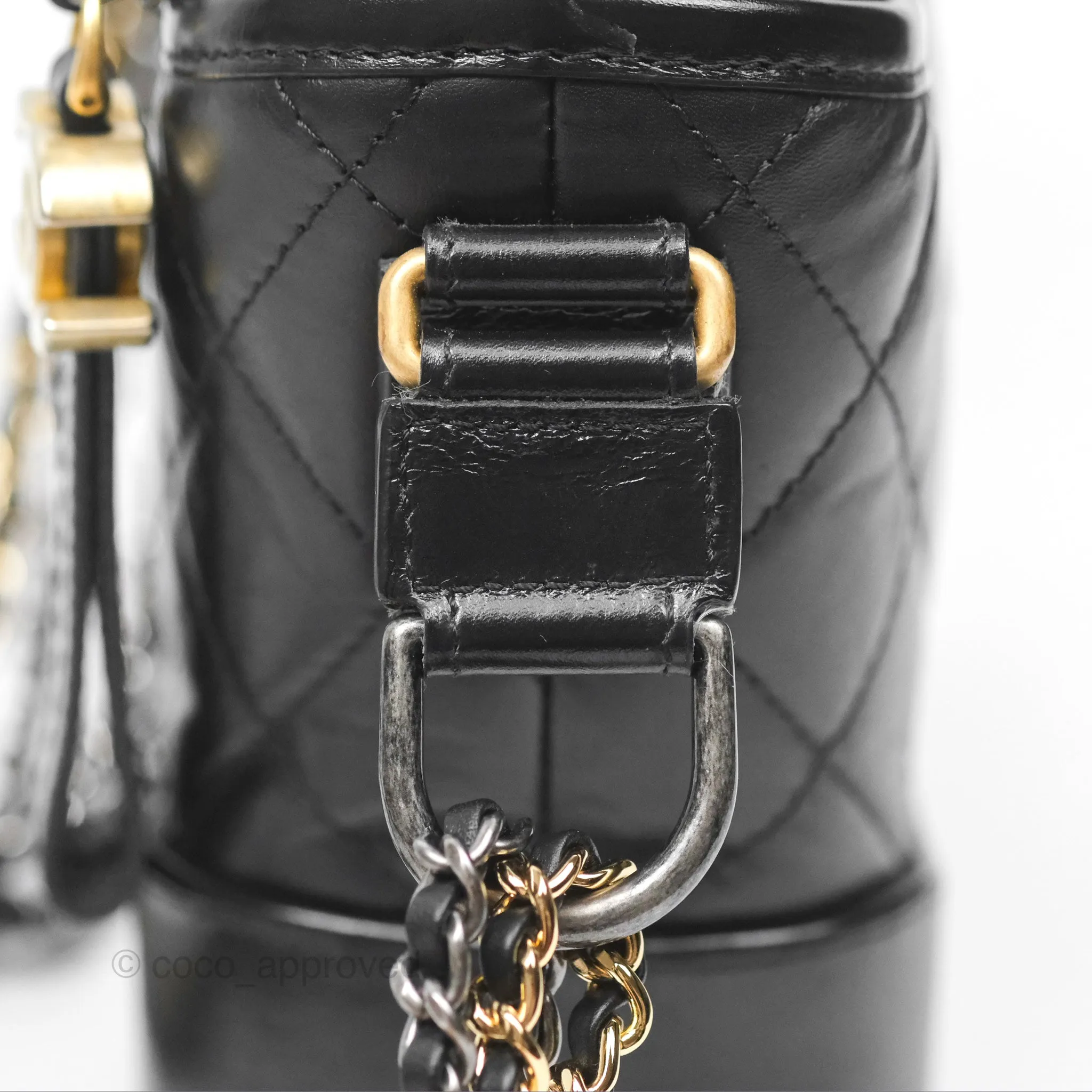 Chanel Small Gabrielle Hobo Quilted Black Aged Calfskin