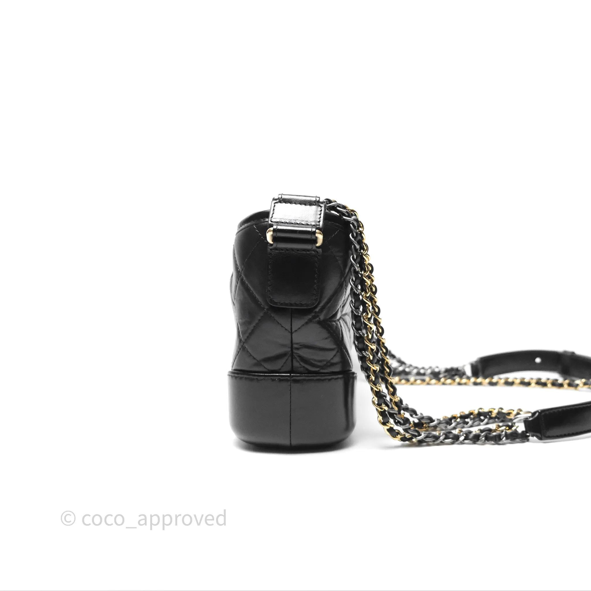 Chanel Small Gabrielle Hobo Quilted Black Aged Calfskin