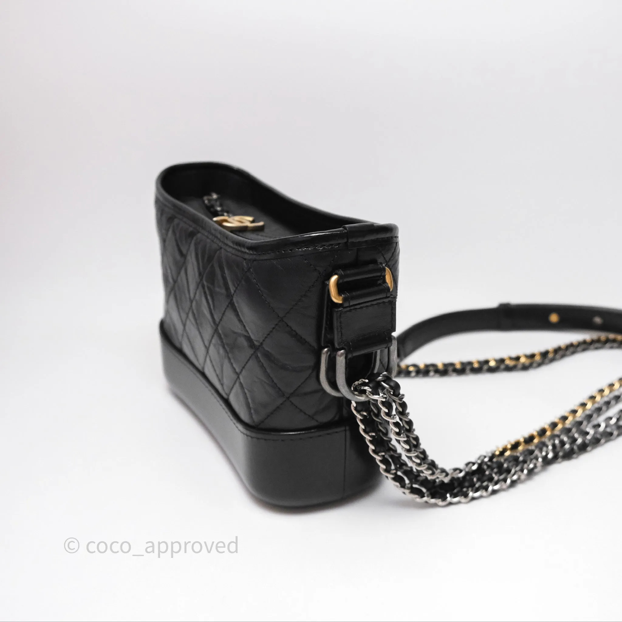 Chanel Small Gabrielle Hobo Quilted Black Aged Calfskin