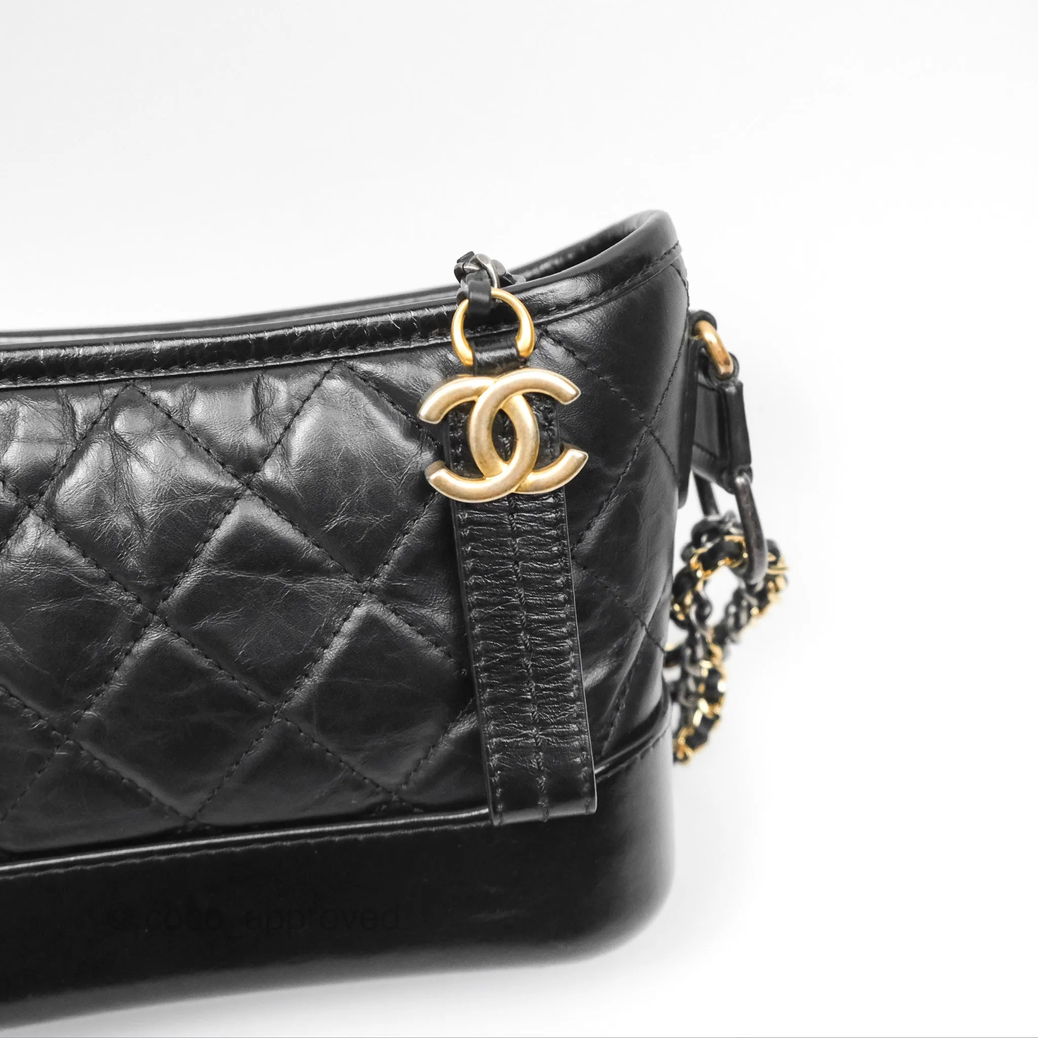 Chanel Small Gabrielle Hobo Quilted Black Aged Calfskin