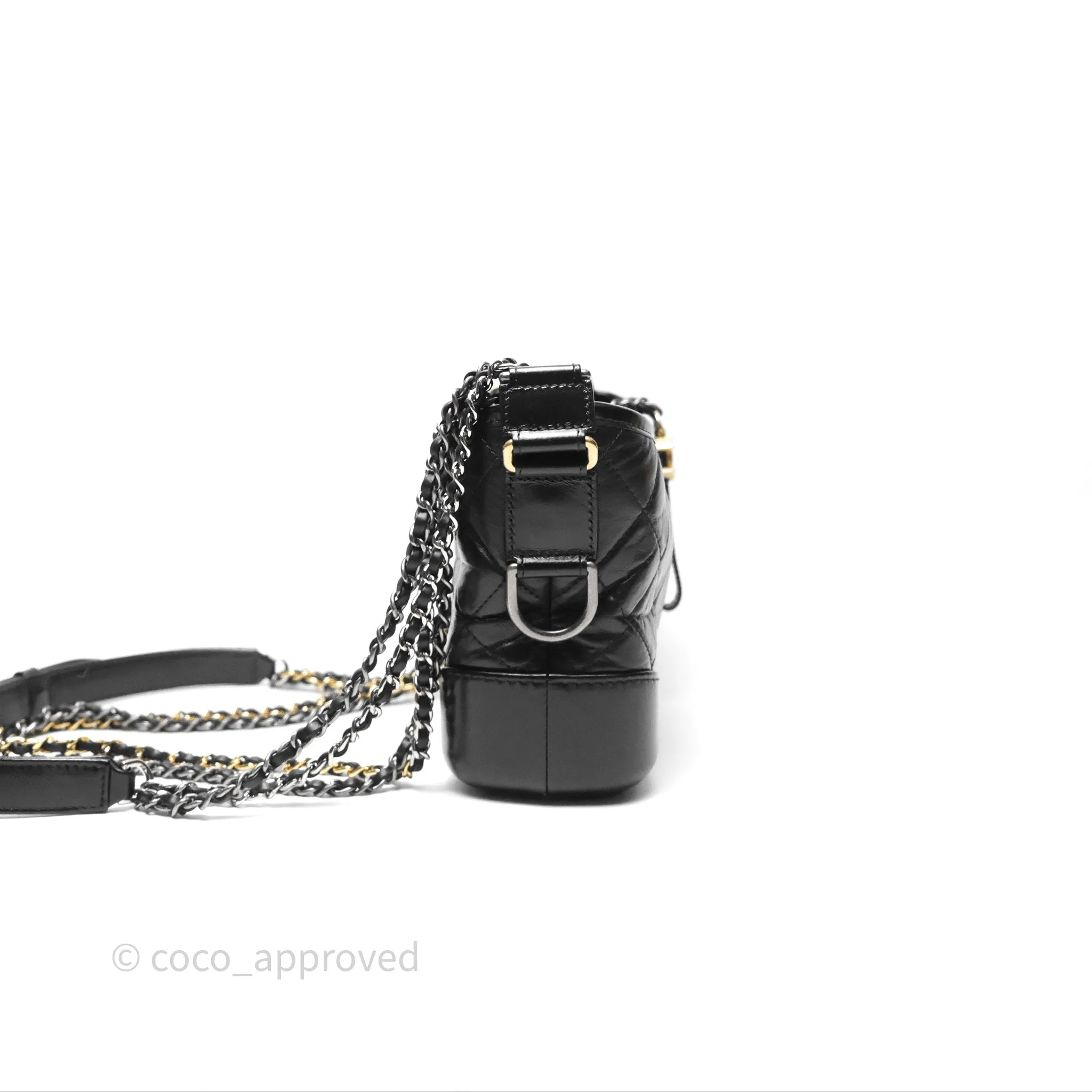 Chanel Small Gabrielle Hobo Quilted Black Aged Calfskin