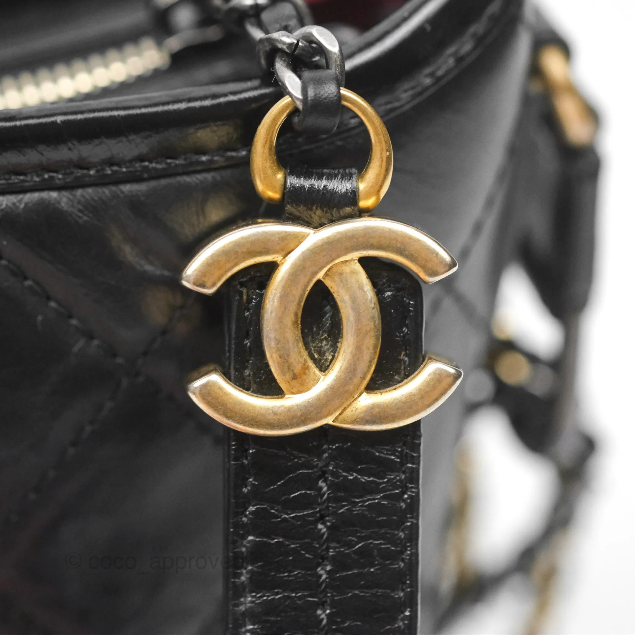 Chanel Small Gabrielle Hobo Quilted Black Aged Calfskin