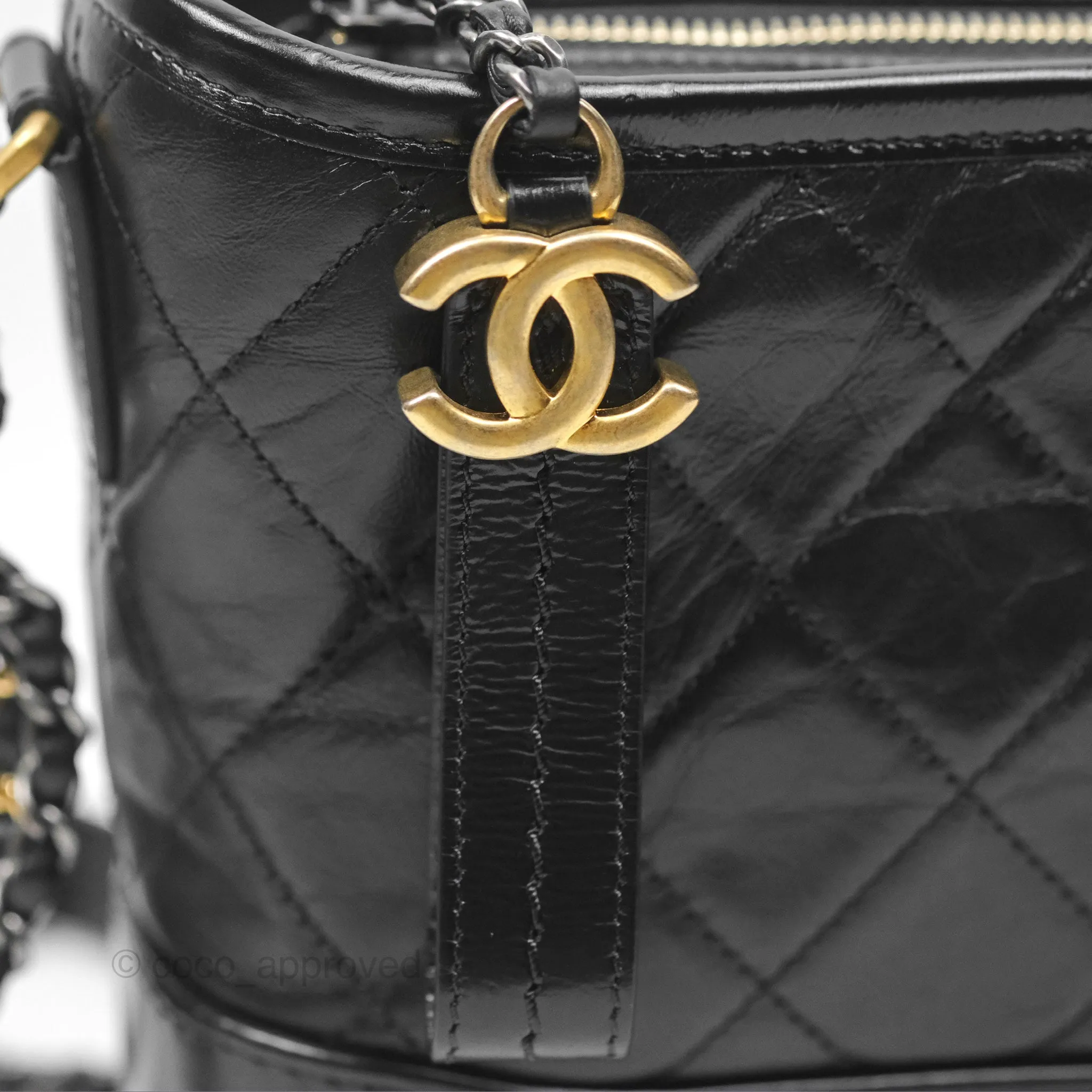 Chanel Small Gabrielle Hobo Quilted Black Aged Calfskin