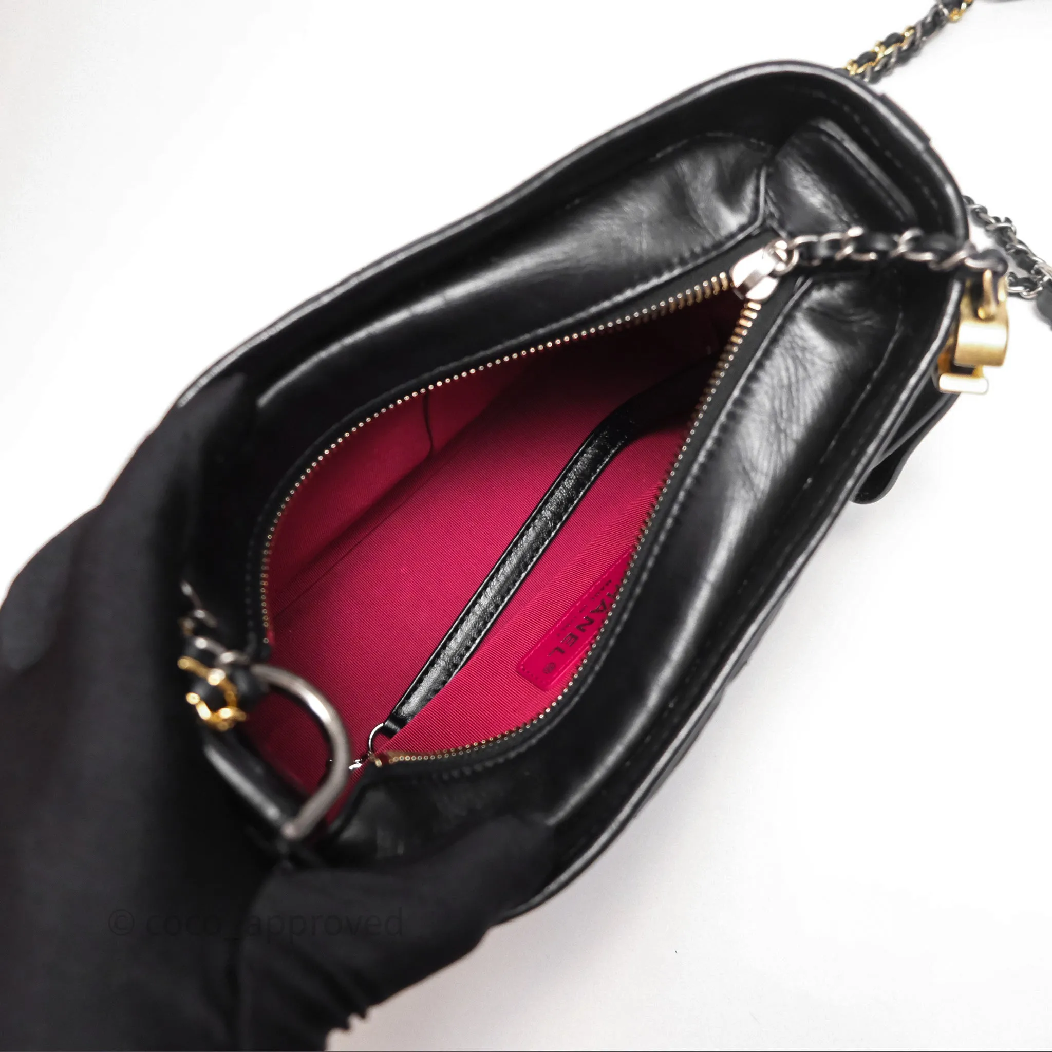 Chanel Small Gabrielle Hobo Quilted Black Aged Calfskin