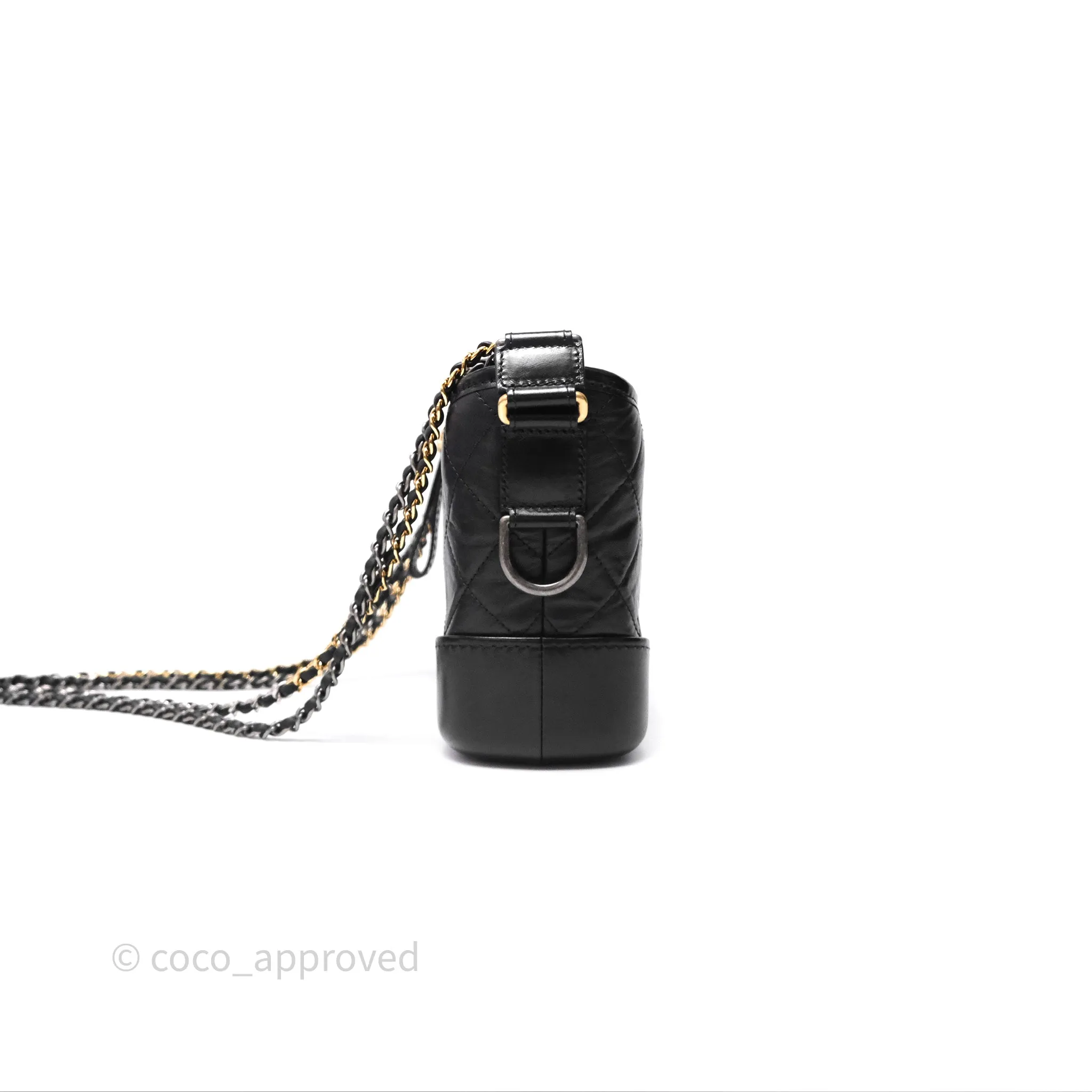 Chanel Small Gabrielle Hobo Quilted Black Aged Calfskin