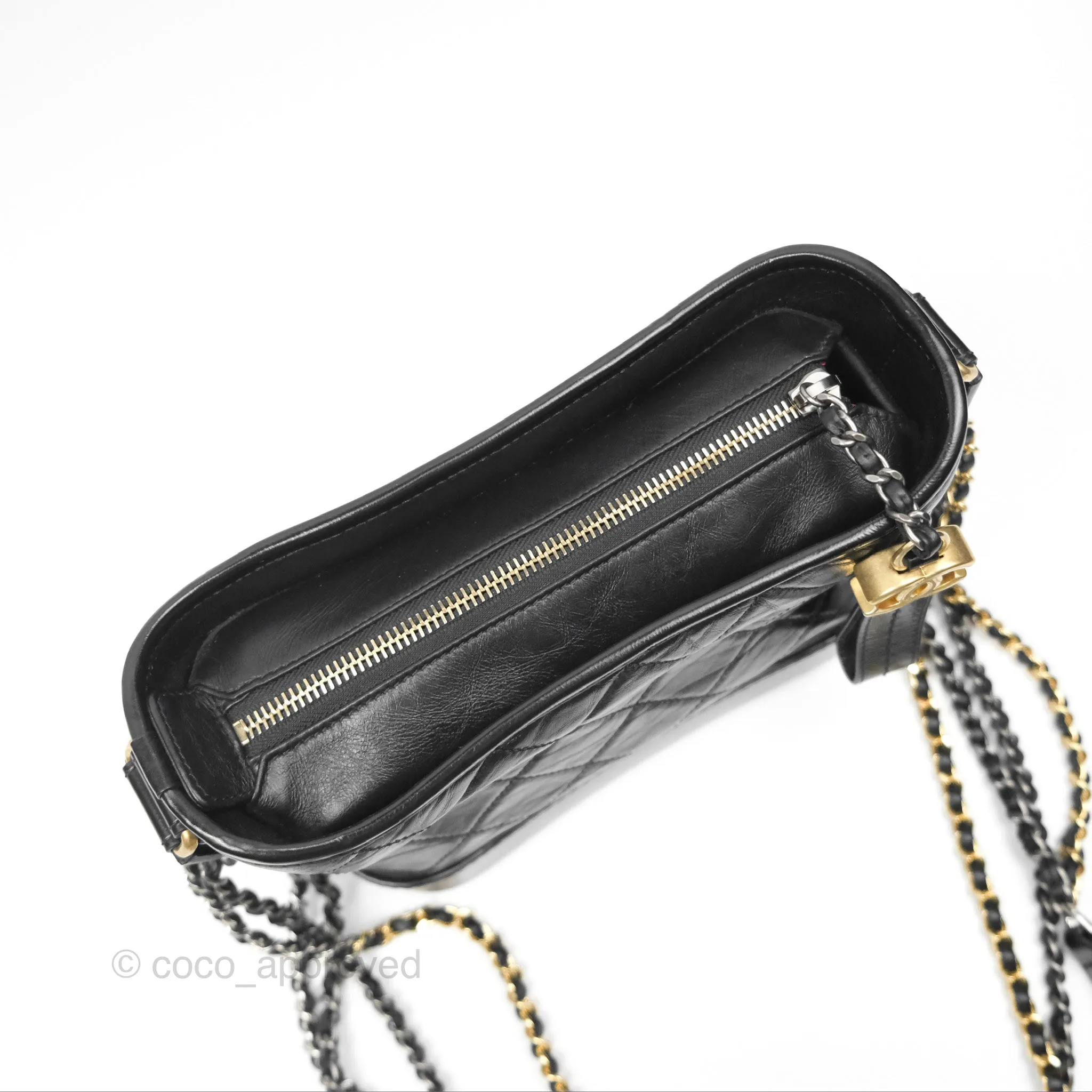 Chanel Small Gabrielle Hobo Quilted Black Aged Calfskin