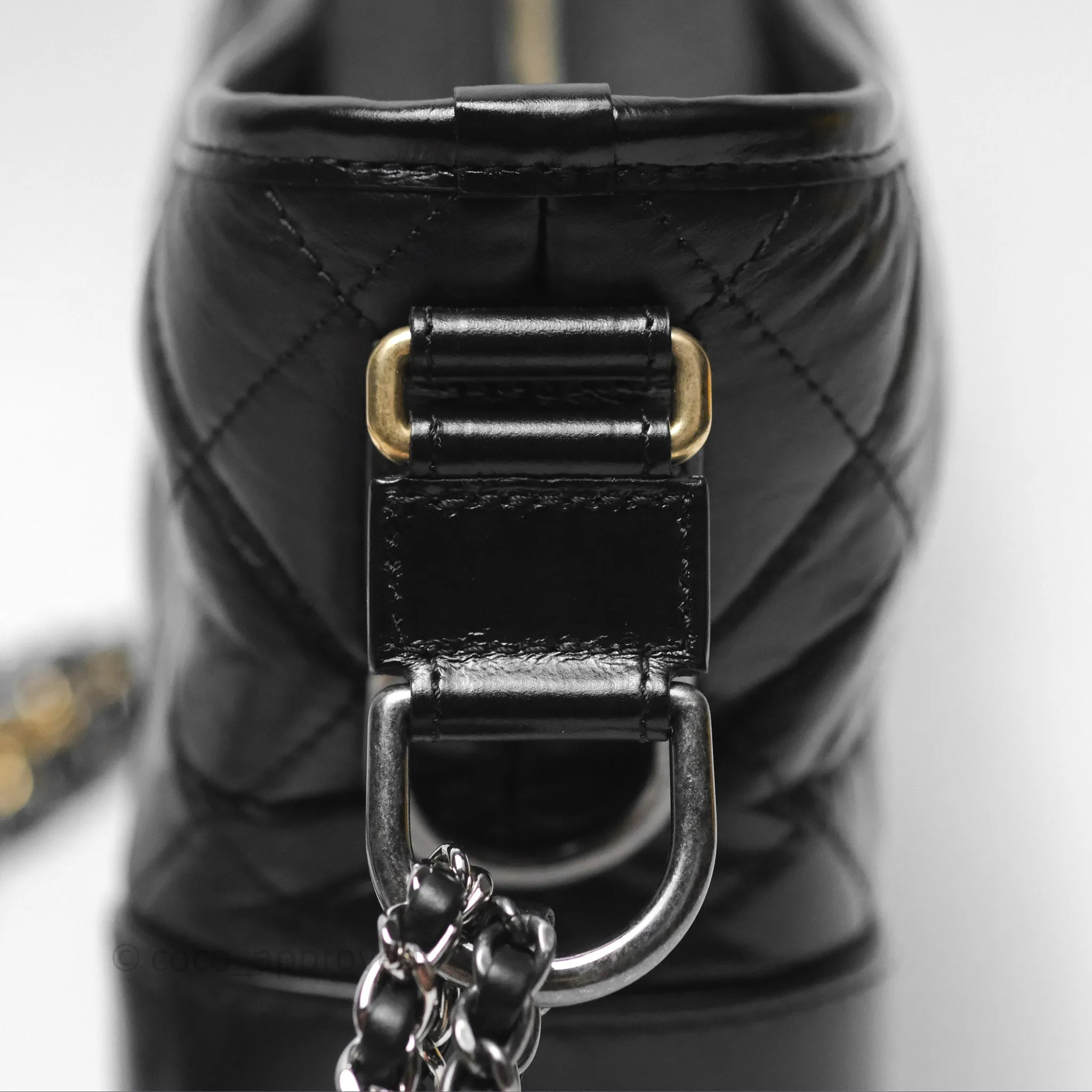 Chanel Small Gabrielle Hobo Quilted Black Aged Calfskin