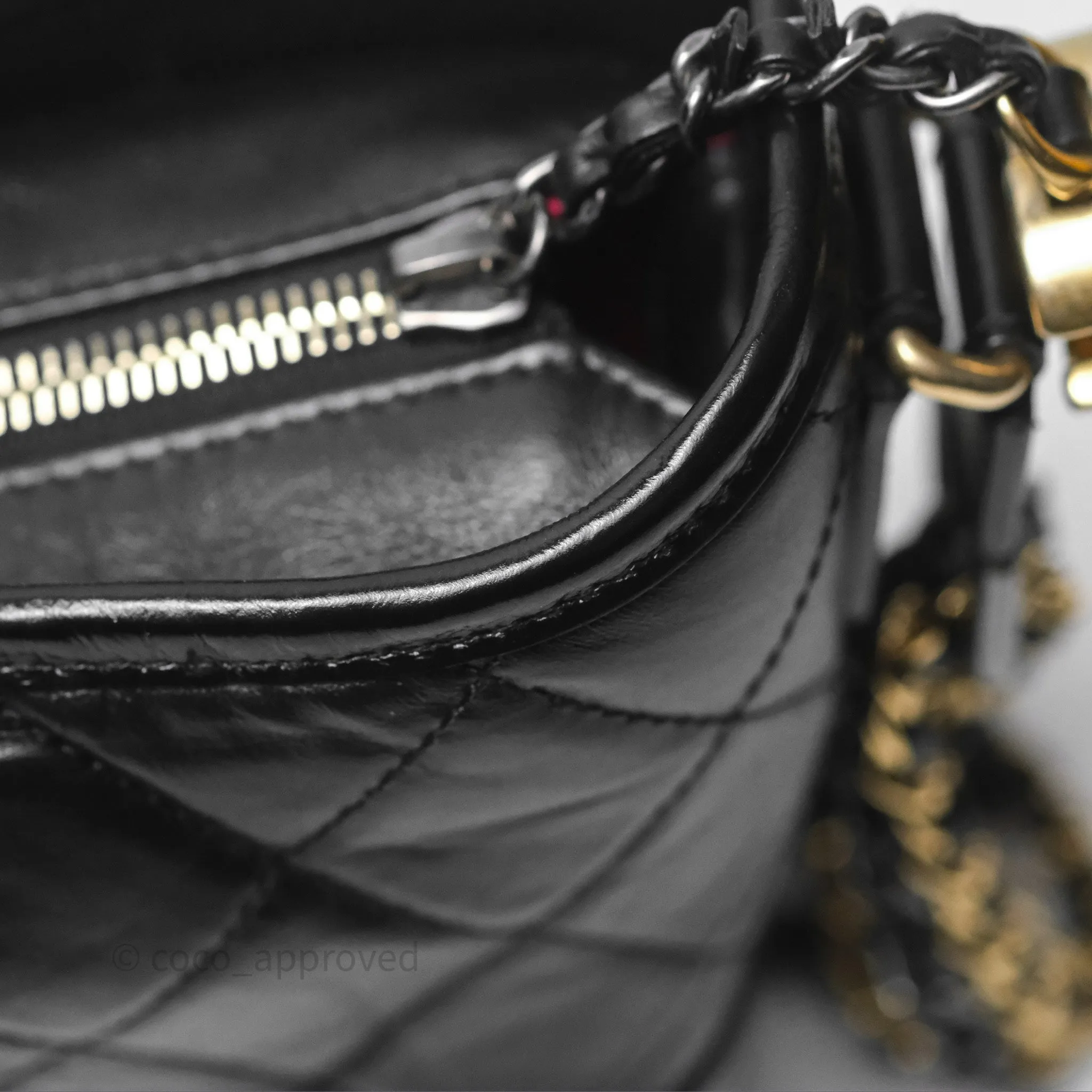Chanel Small Gabrielle Hobo Quilted Black Aged Calfskin
