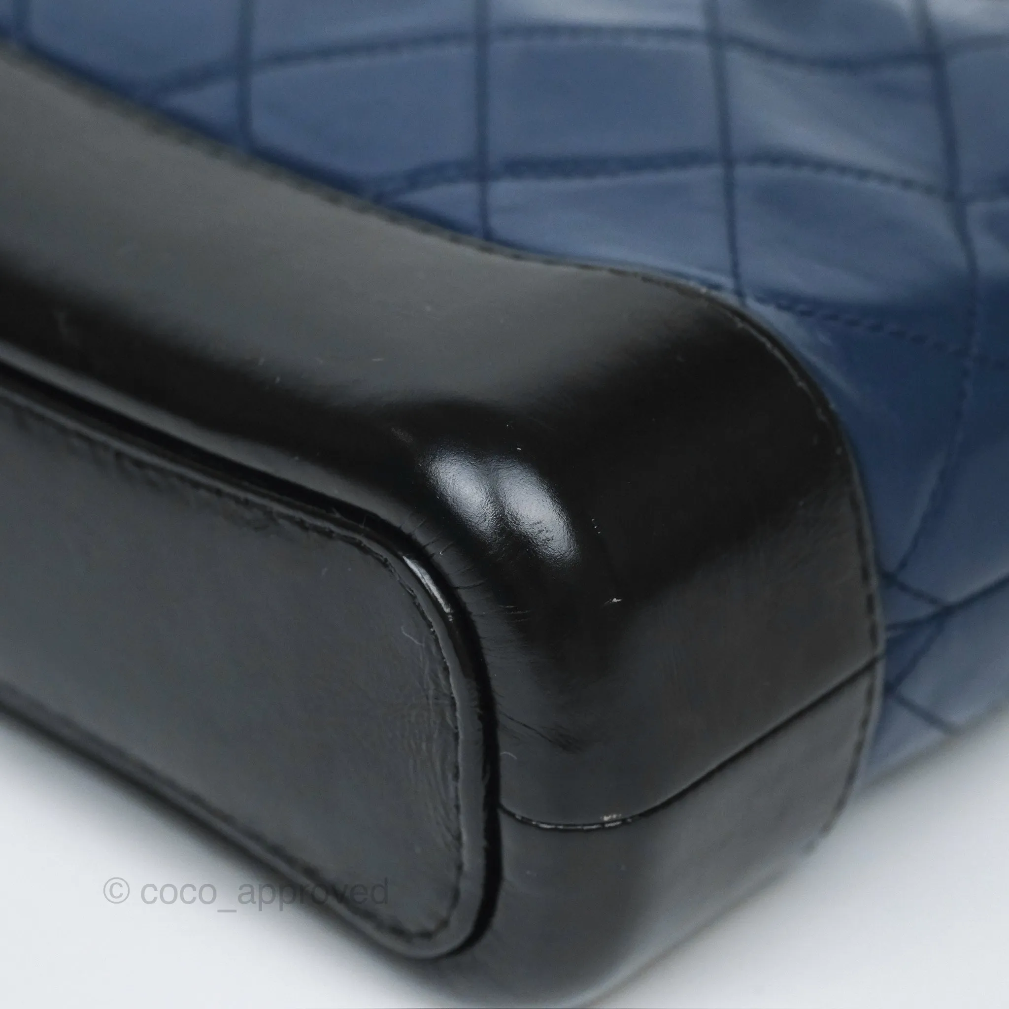 Chanel Small Gabrielle Hobo Quilted Black Navy Aged Calfskin