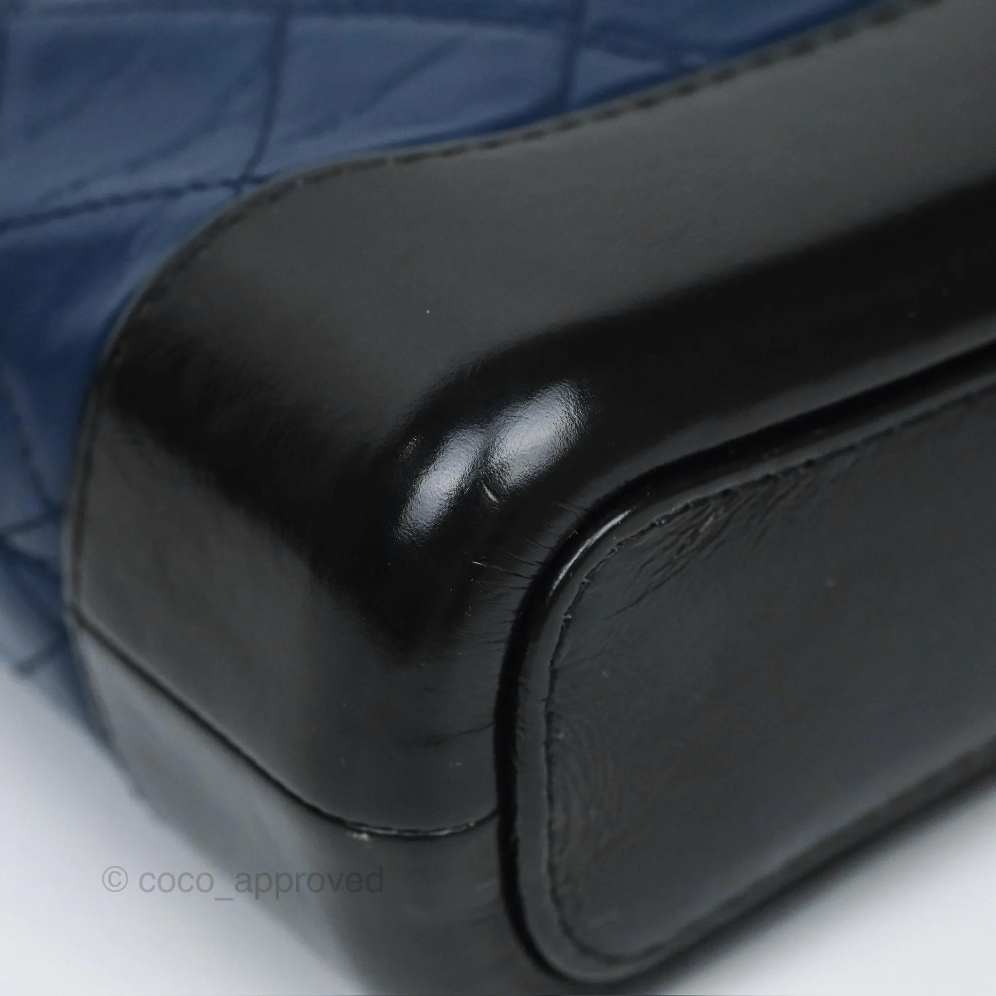 Chanel Small Gabrielle Hobo Quilted Black Navy Aged Calfskin