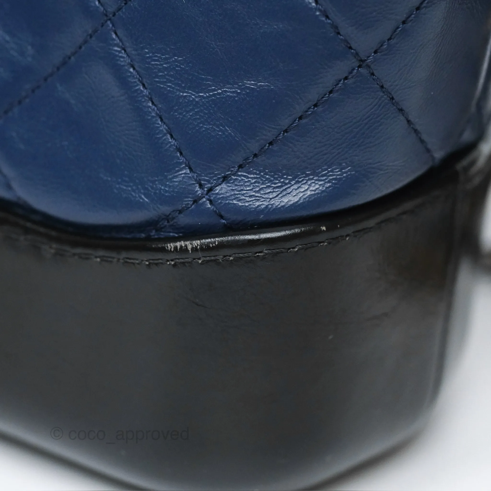 Chanel Small Gabrielle Hobo Quilted Black Navy Aged Calfskin