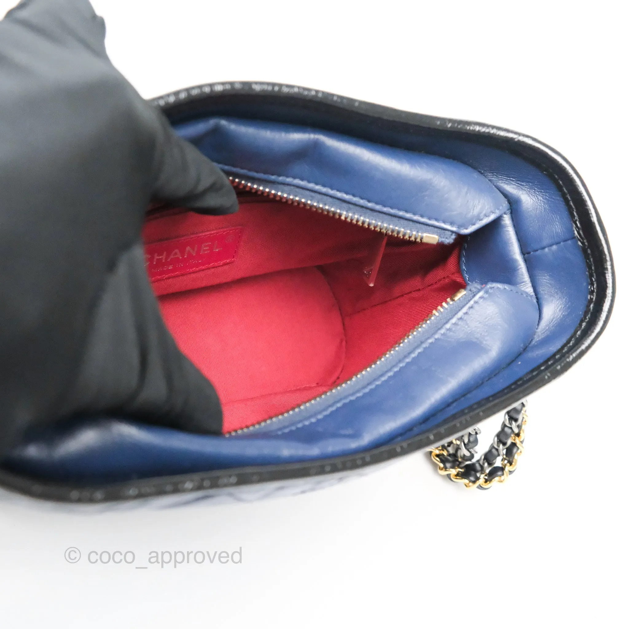 Chanel Small Gabrielle Hobo Quilted Black Navy Aged Calfskin