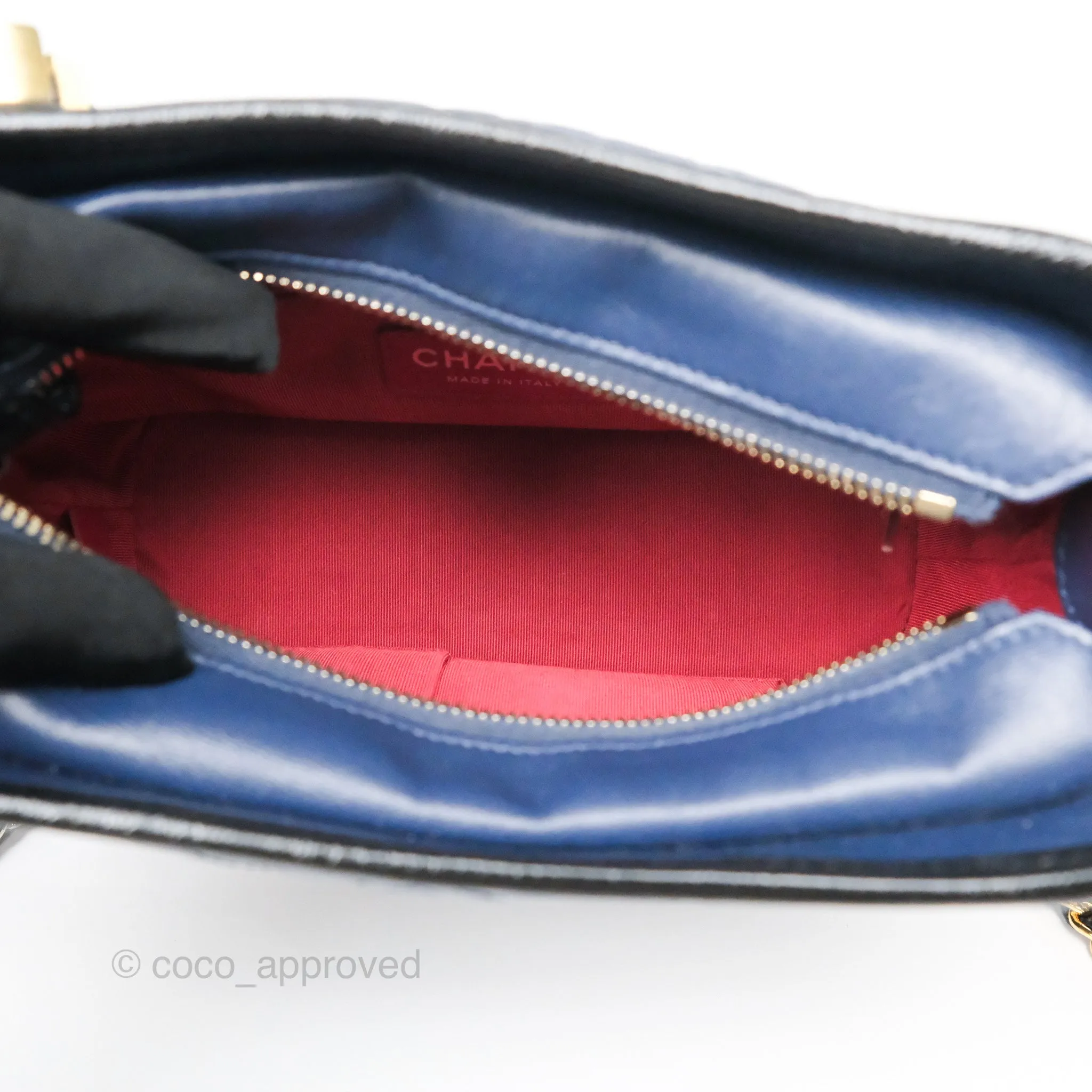 Chanel Small Gabrielle Hobo Quilted Black Navy Aged Calfskin
