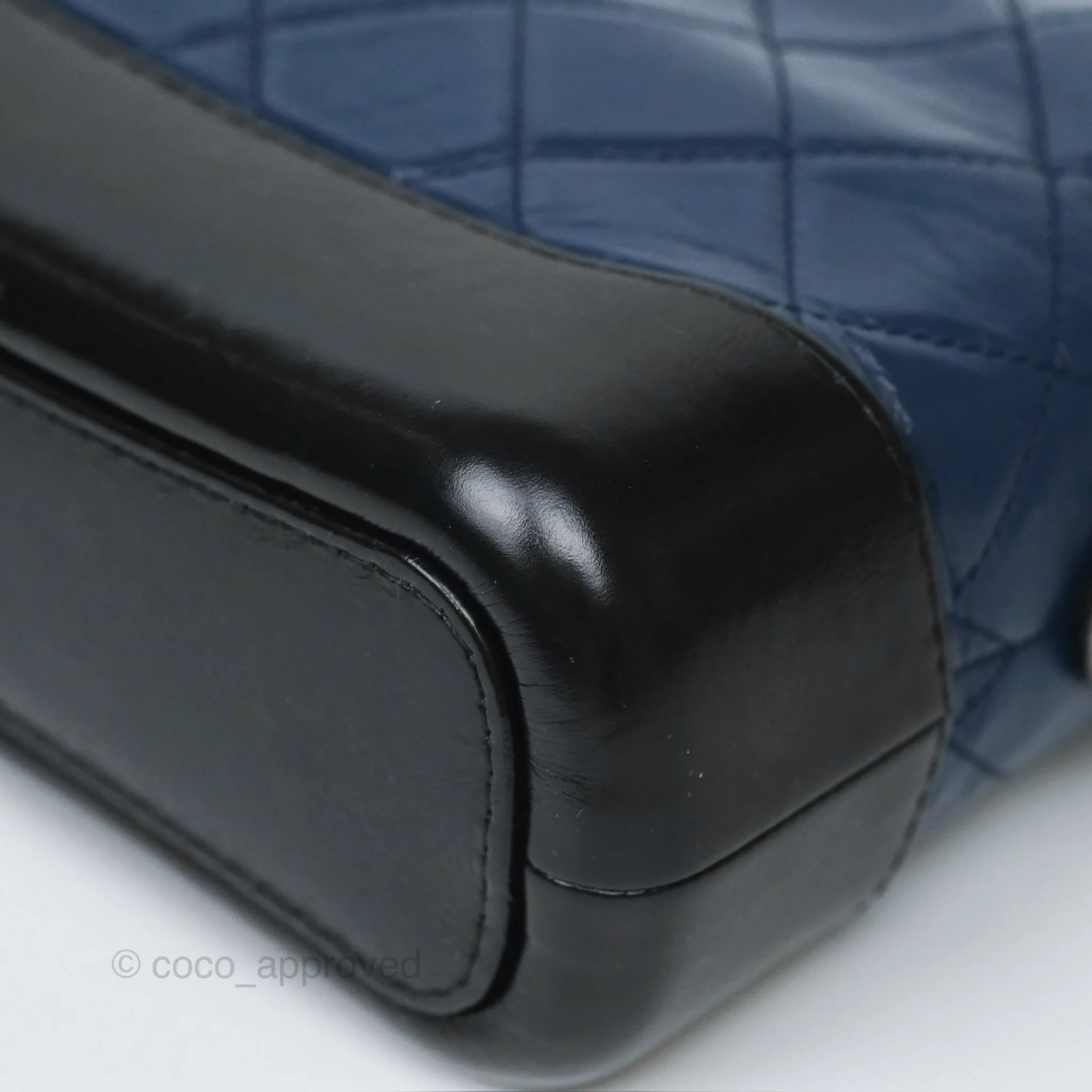 Chanel Small Gabrielle Hobo Quilted Black Navy Aged Calfskin