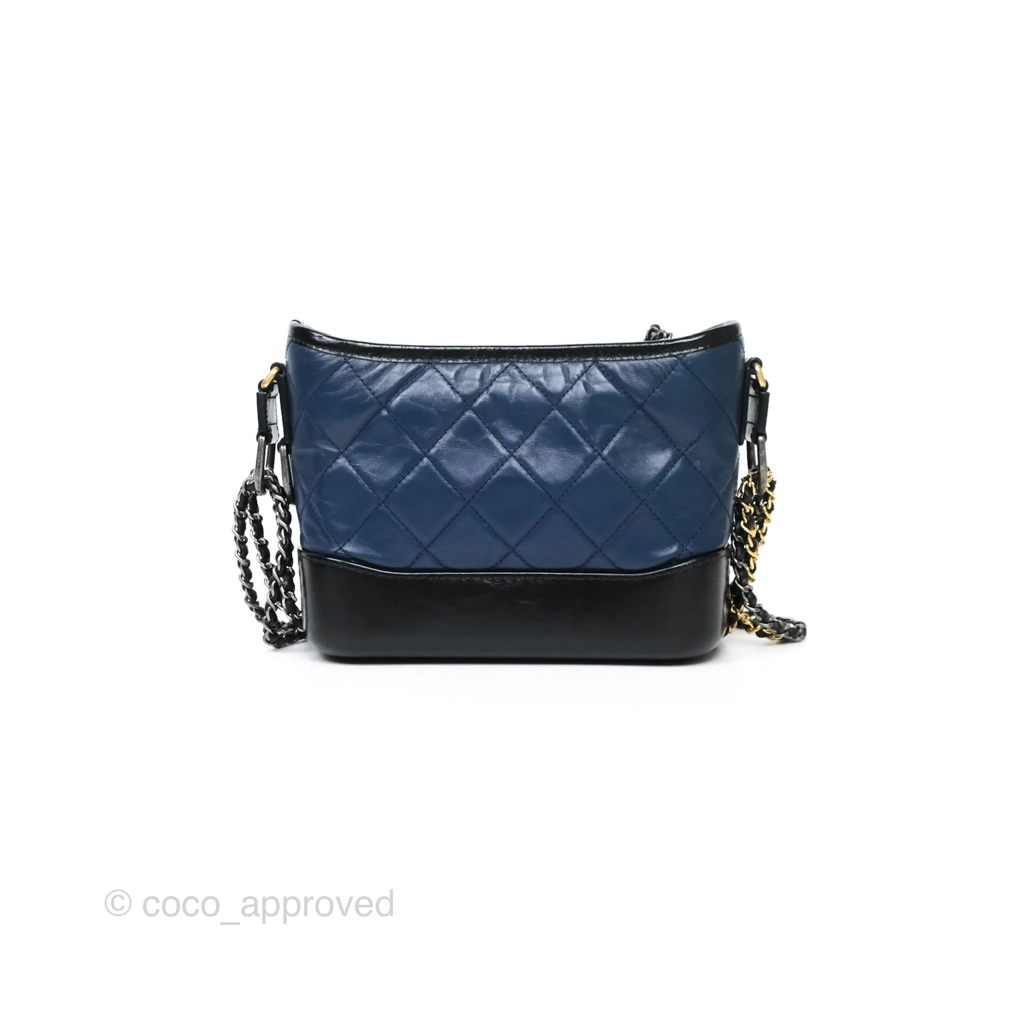 Chanel Small Gabrielle Hobo Quilted Black Navy Aged Calfskin