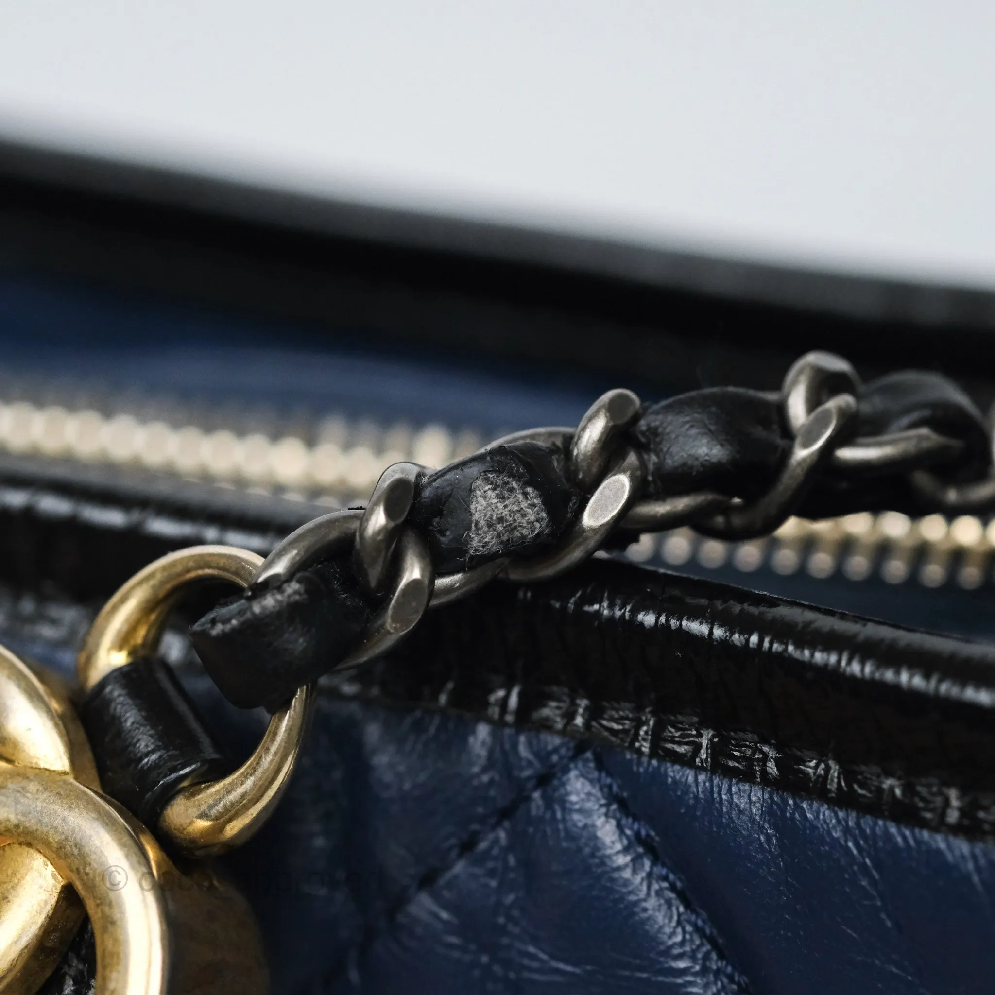 Chanel Small Gabrielle Hobo Quilted Black Navy Aged Calfskin