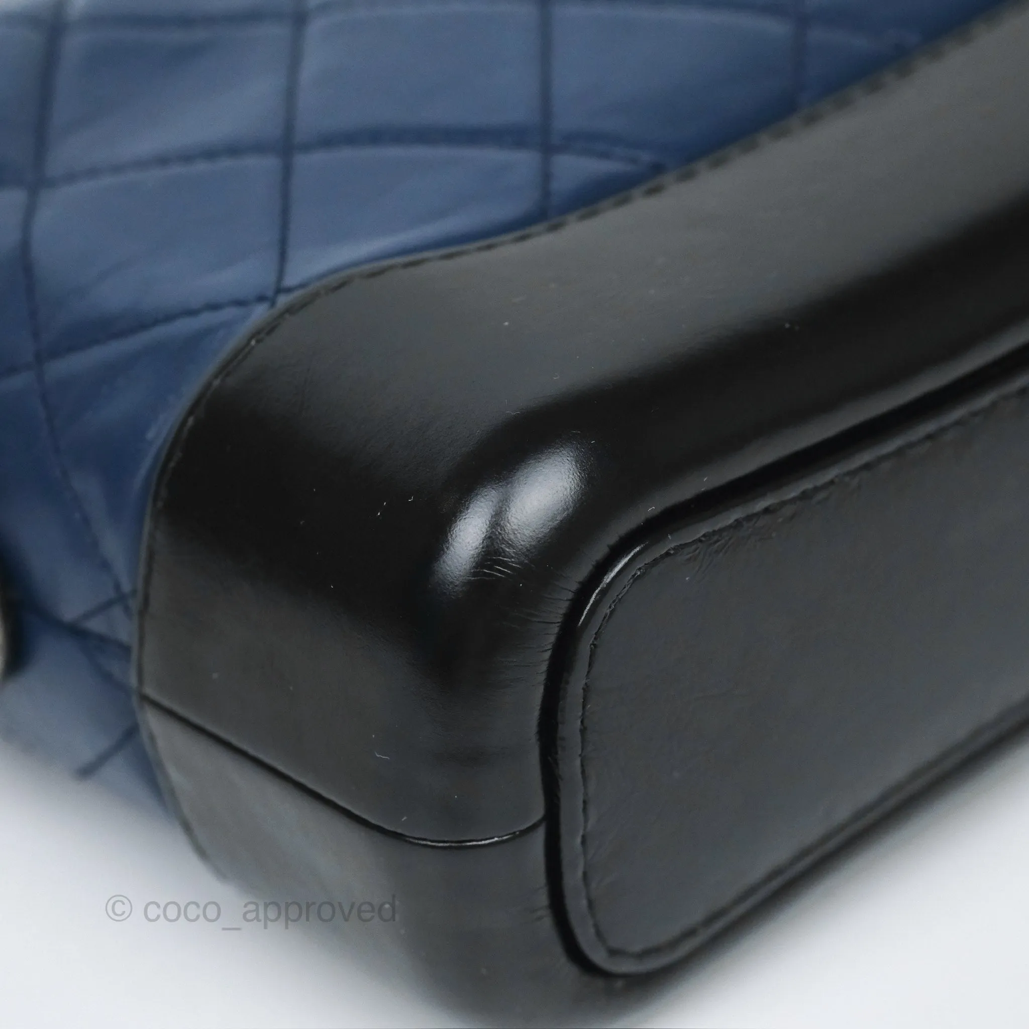 Chanel Small Gabrielle Hobo Quilted Black Navy Aged Calfskin