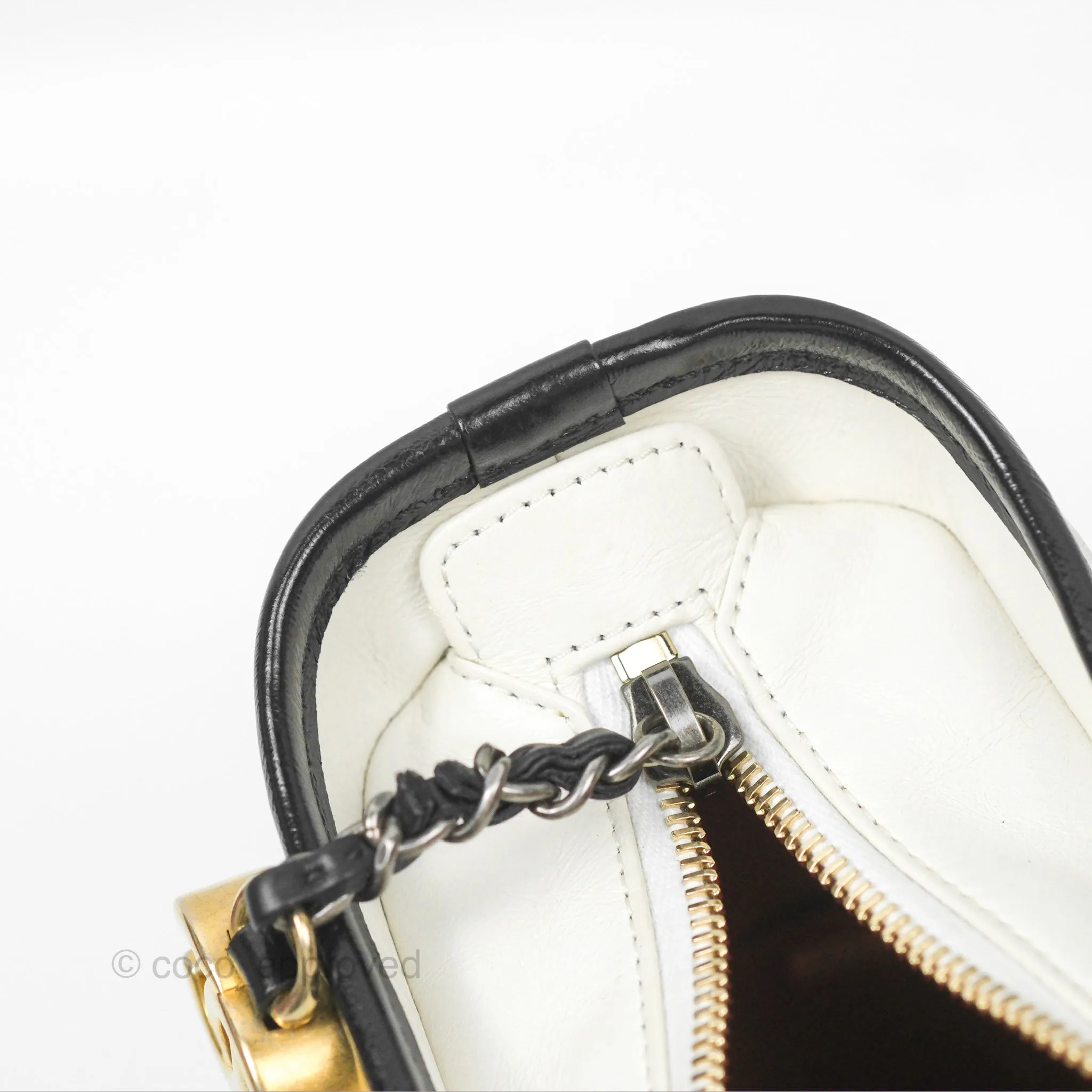 Chanel Small Gabrielle Hobo Quilted Black White Aged Calfskin