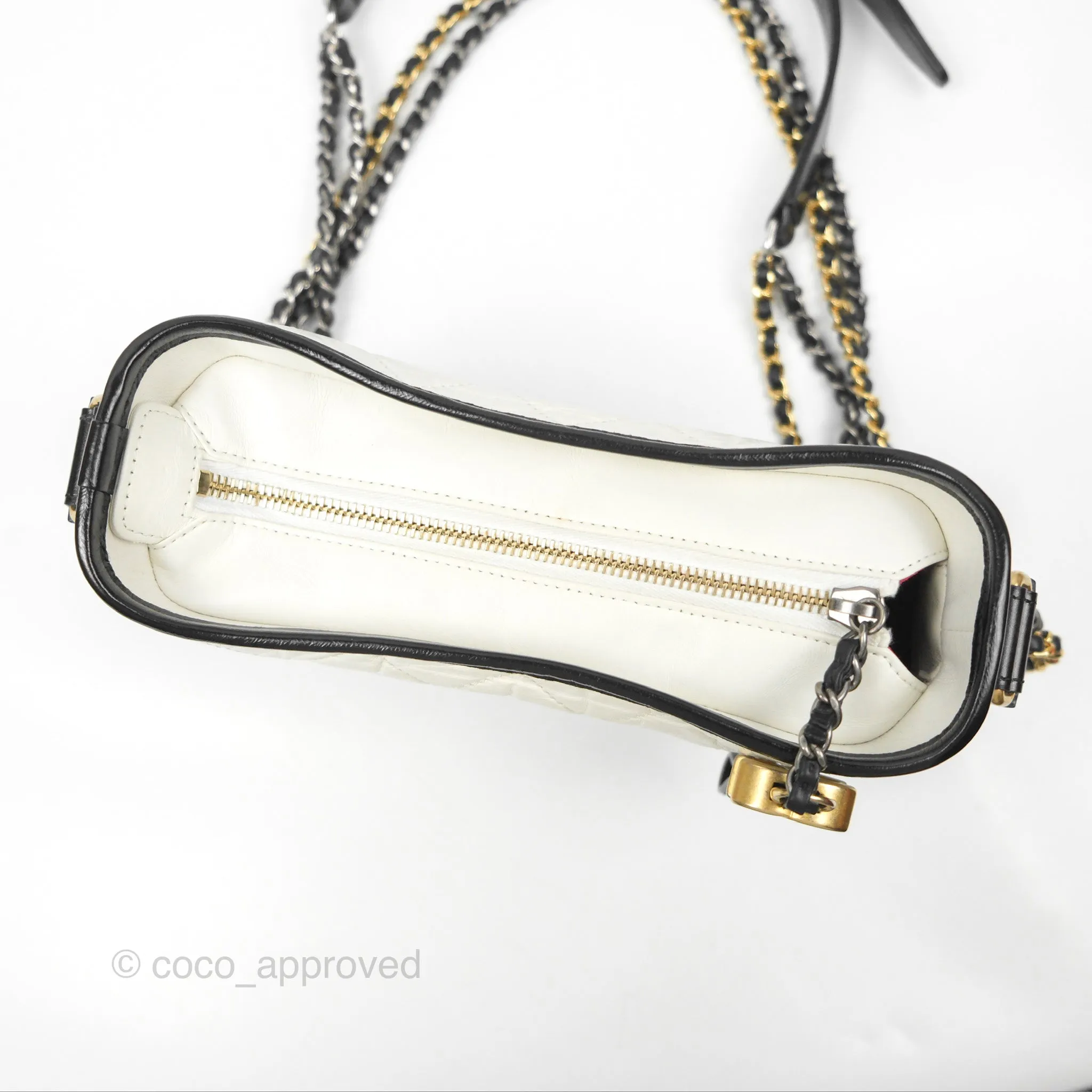 Chanel Small Gabrielle Hobo Quilted Black White Aged Calfskin