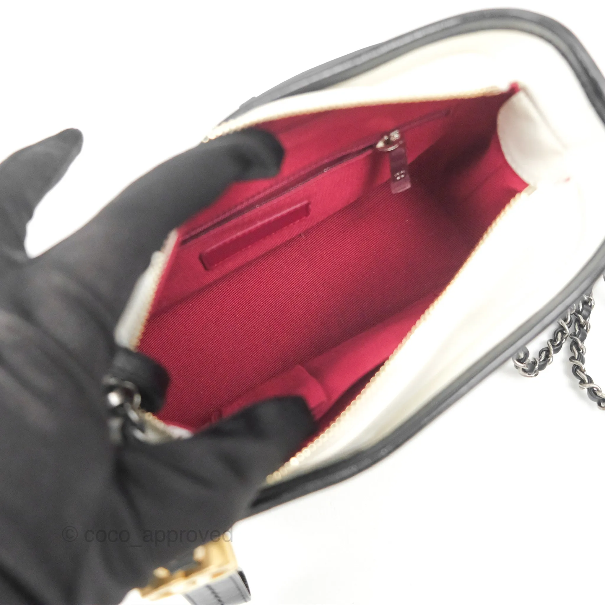 Chanel Small Gabrielle Hobo Quilted Black White Aged Calfskin