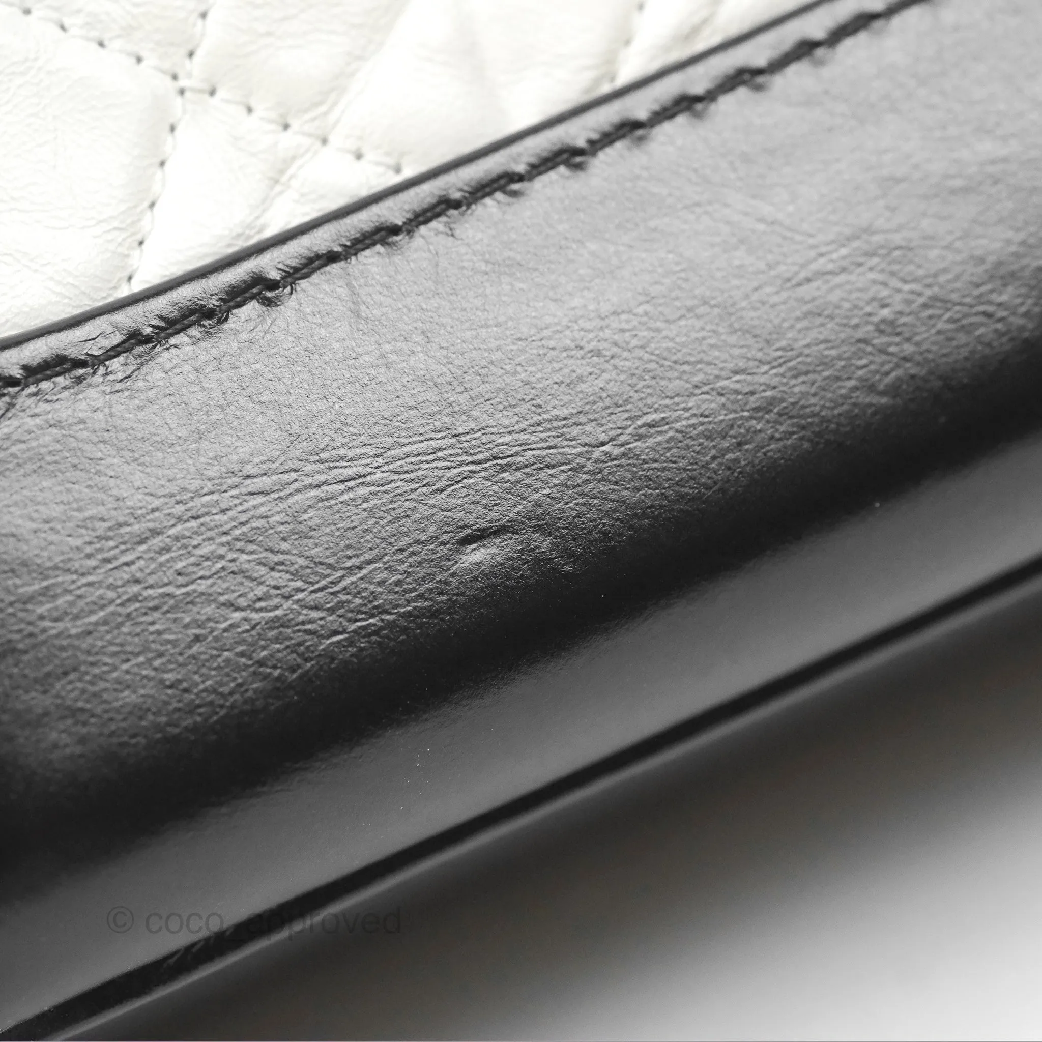 Chanel Small Gabrielle Hobo Quilted Black White Aged Calfskin