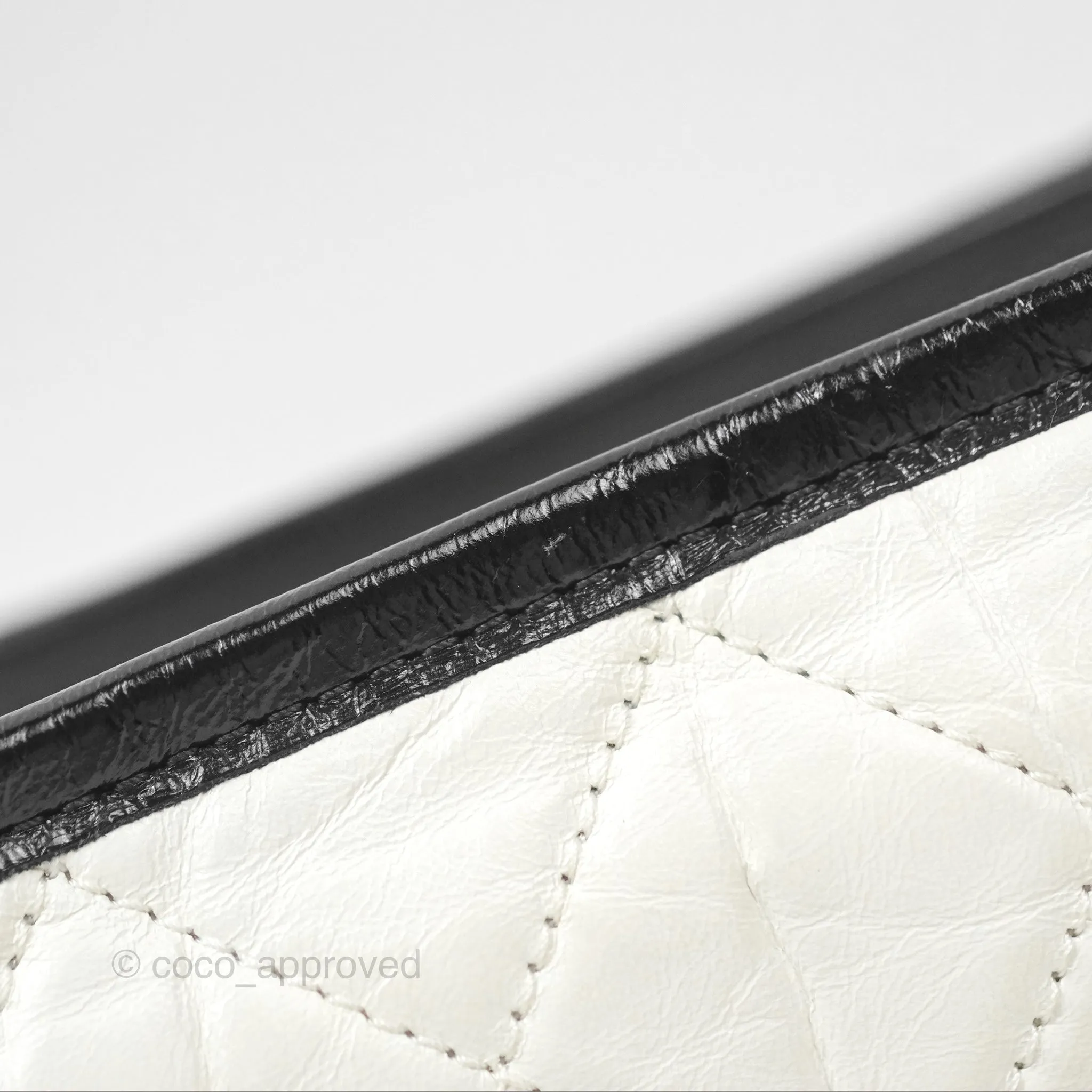 Chanel Small Gabrielle Hobo Quilted Black White Aged Calfskin