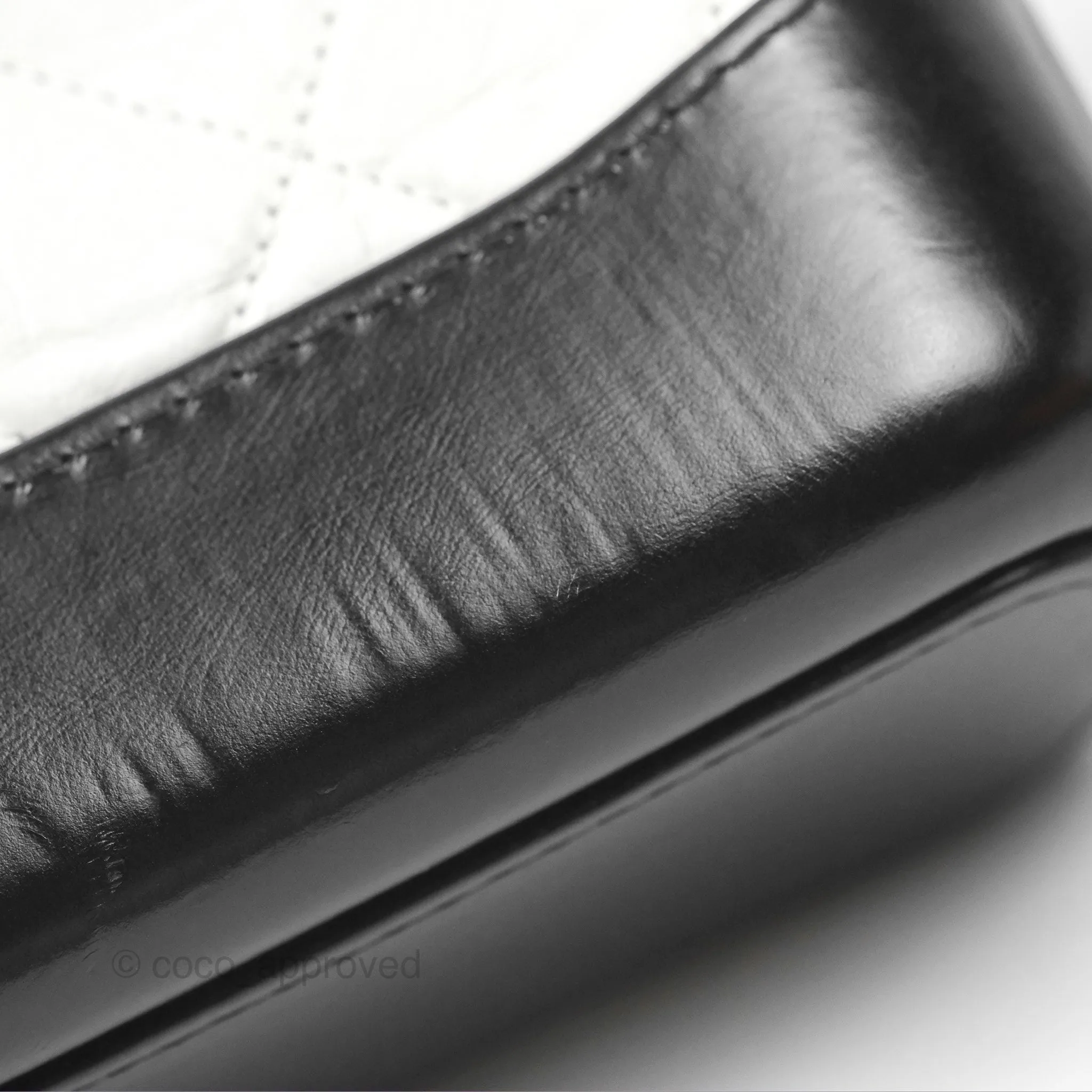 Chanel Small Gabrielle Hobo Quilted Black White Aged Calfskin
