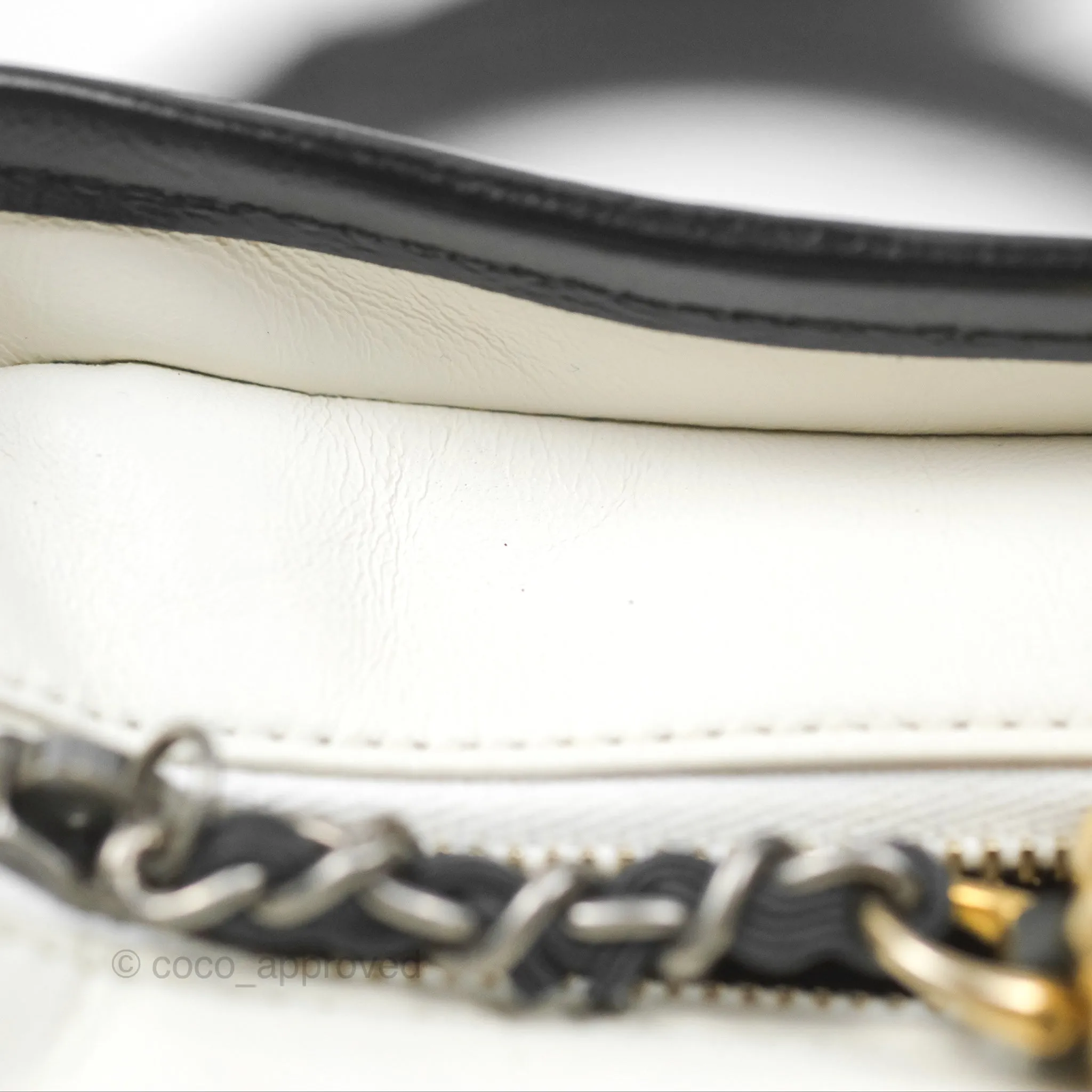Chanel Small Gabrielle Hobo Quilted Black White Aged Calfskin
