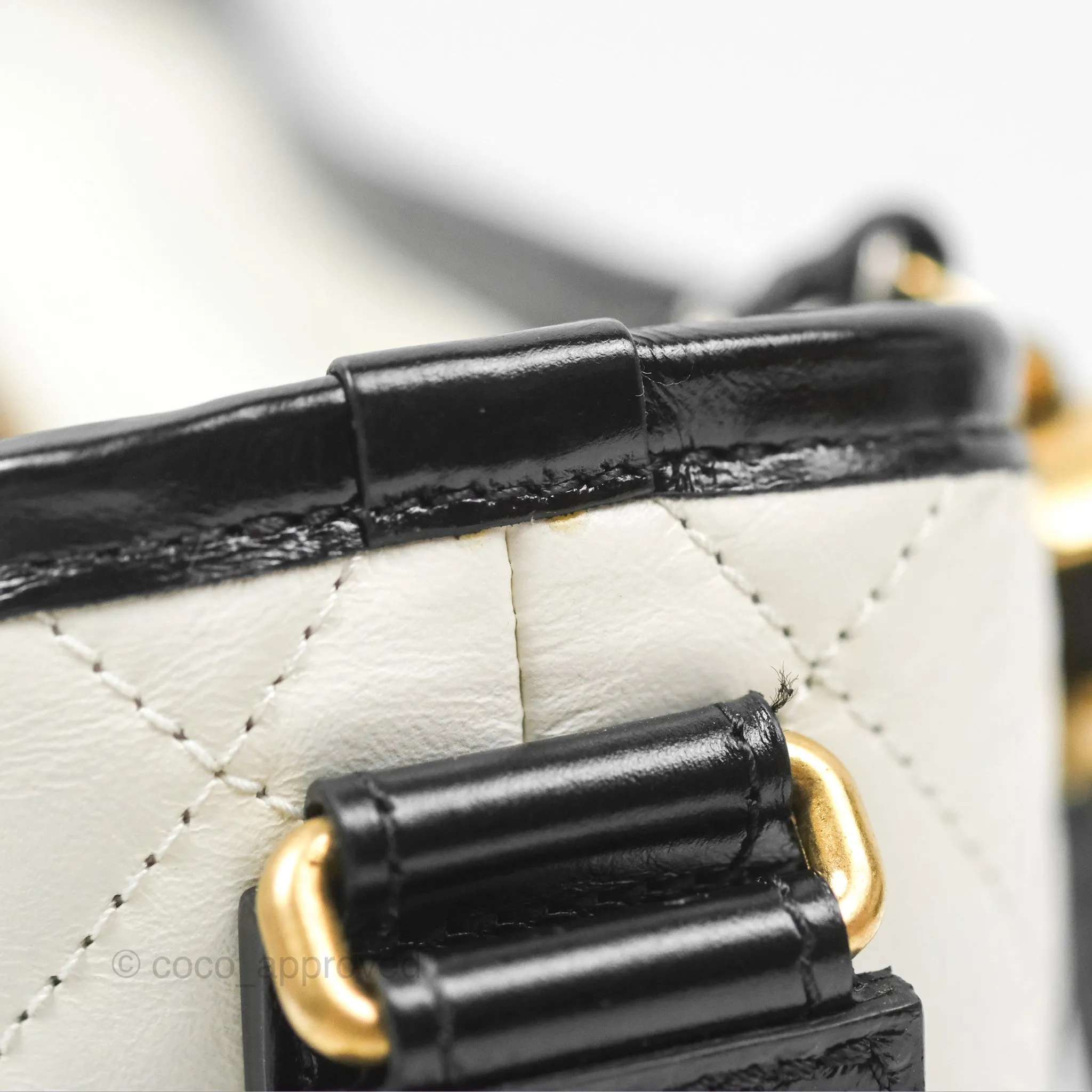 Chanel Small Gabrielle Hobo Quilted Black White Aged Calfskin