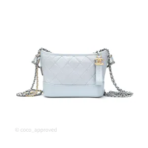 Chanel Small Gabrielle Hobo Quilted Light Blue Aged Calfskin